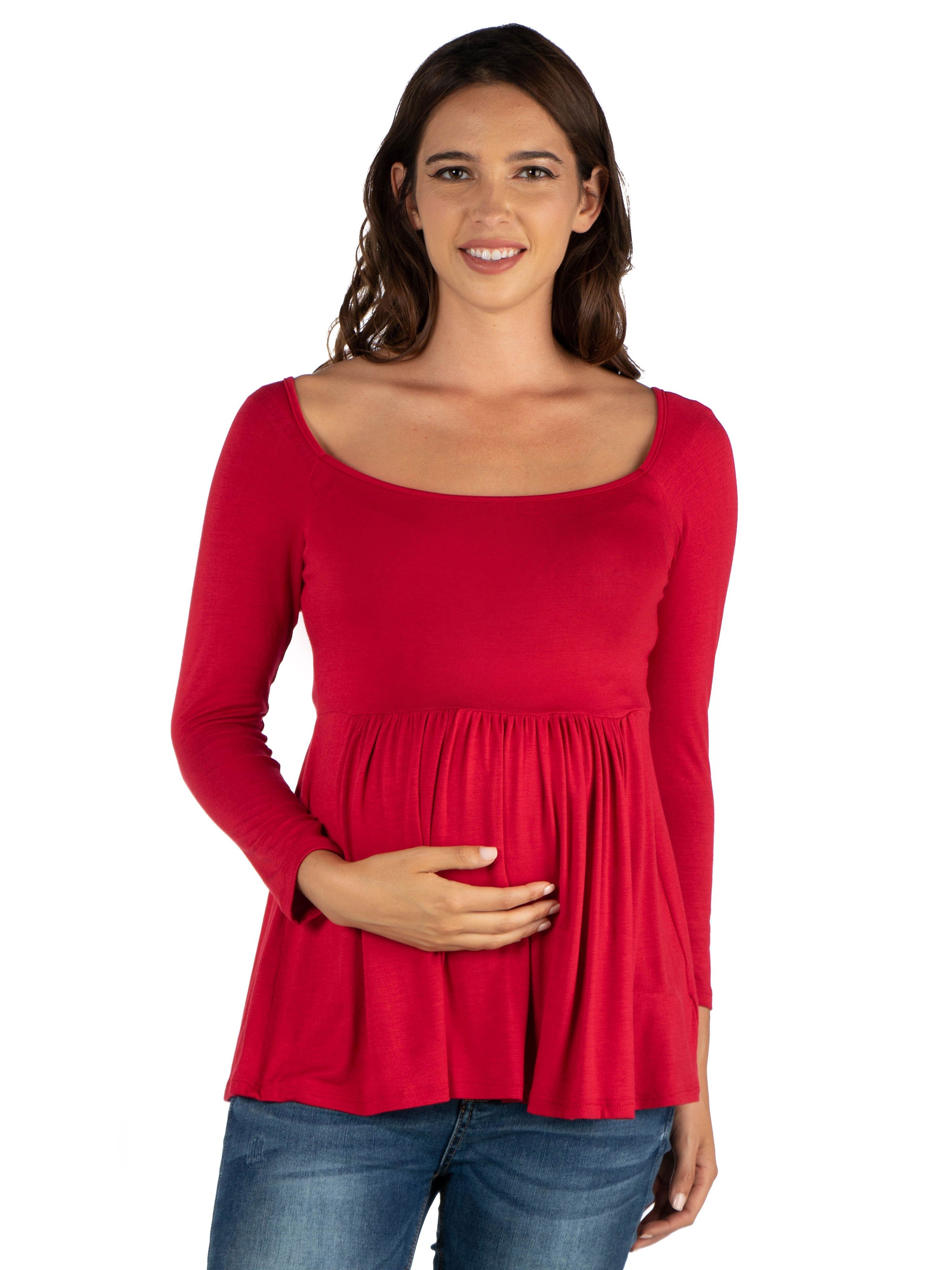 Wide Neck Pleated Maternity Long Sleeve Tunic Top sold by 24/7 Comfort Apparel product image thumbnail 4