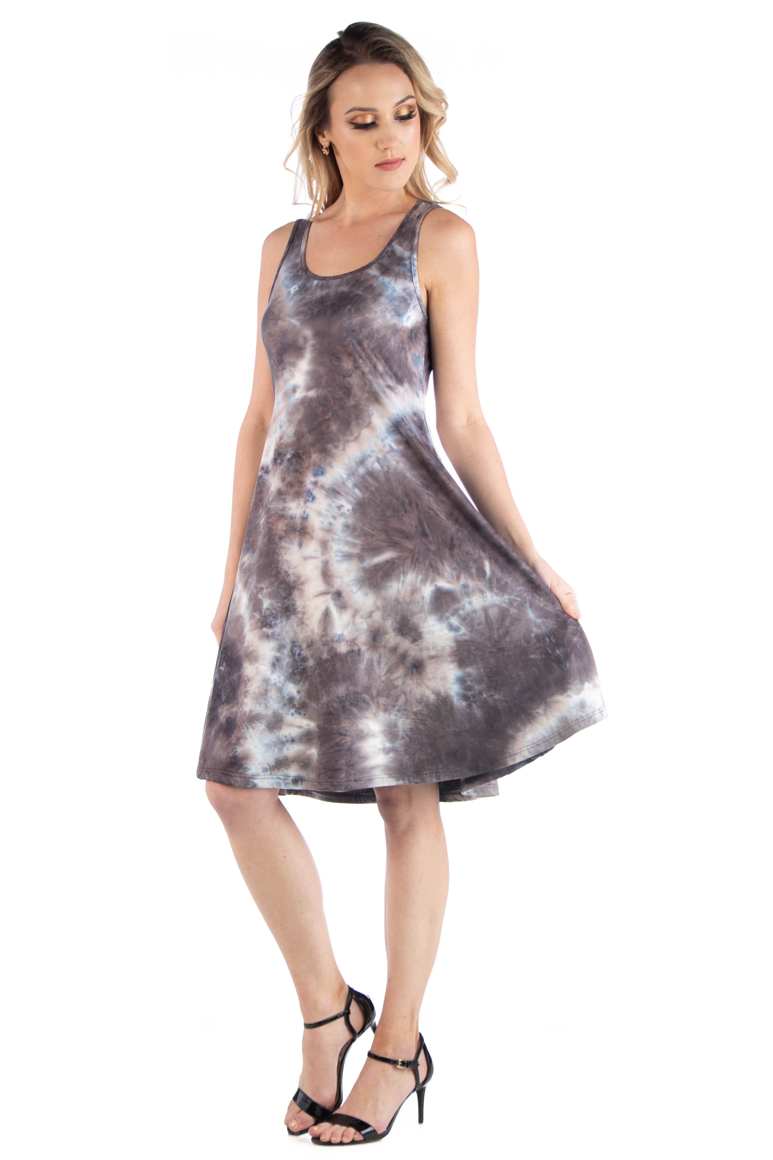 Sleeveless Tie Dye Watercolor A Line Fit and Flare Dress sold by 24/7 Comfort Apparel product image thumbnail 2