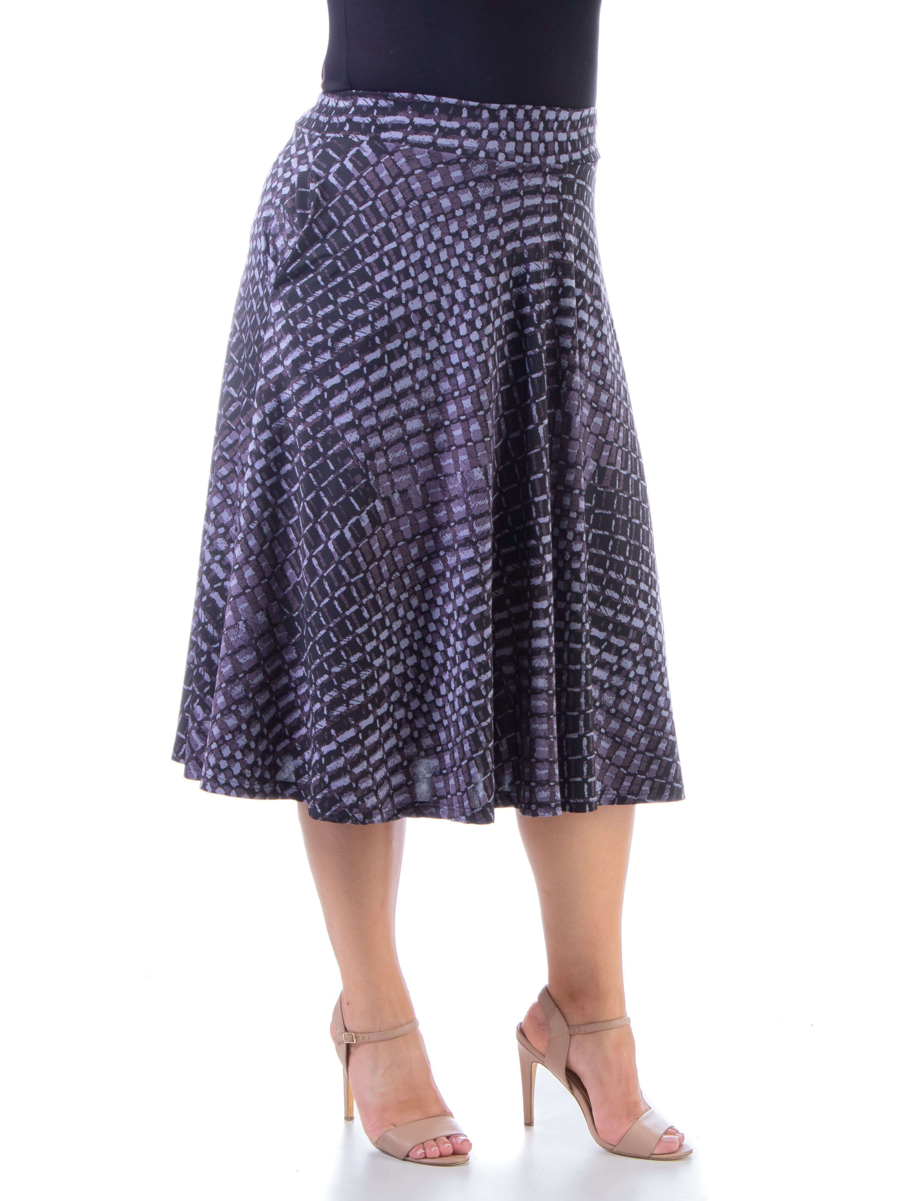Grey Blue Pleated Plus Size Pocket Midi Skirt sold by 24/7 Comfort Apparel product image thumbnail 2