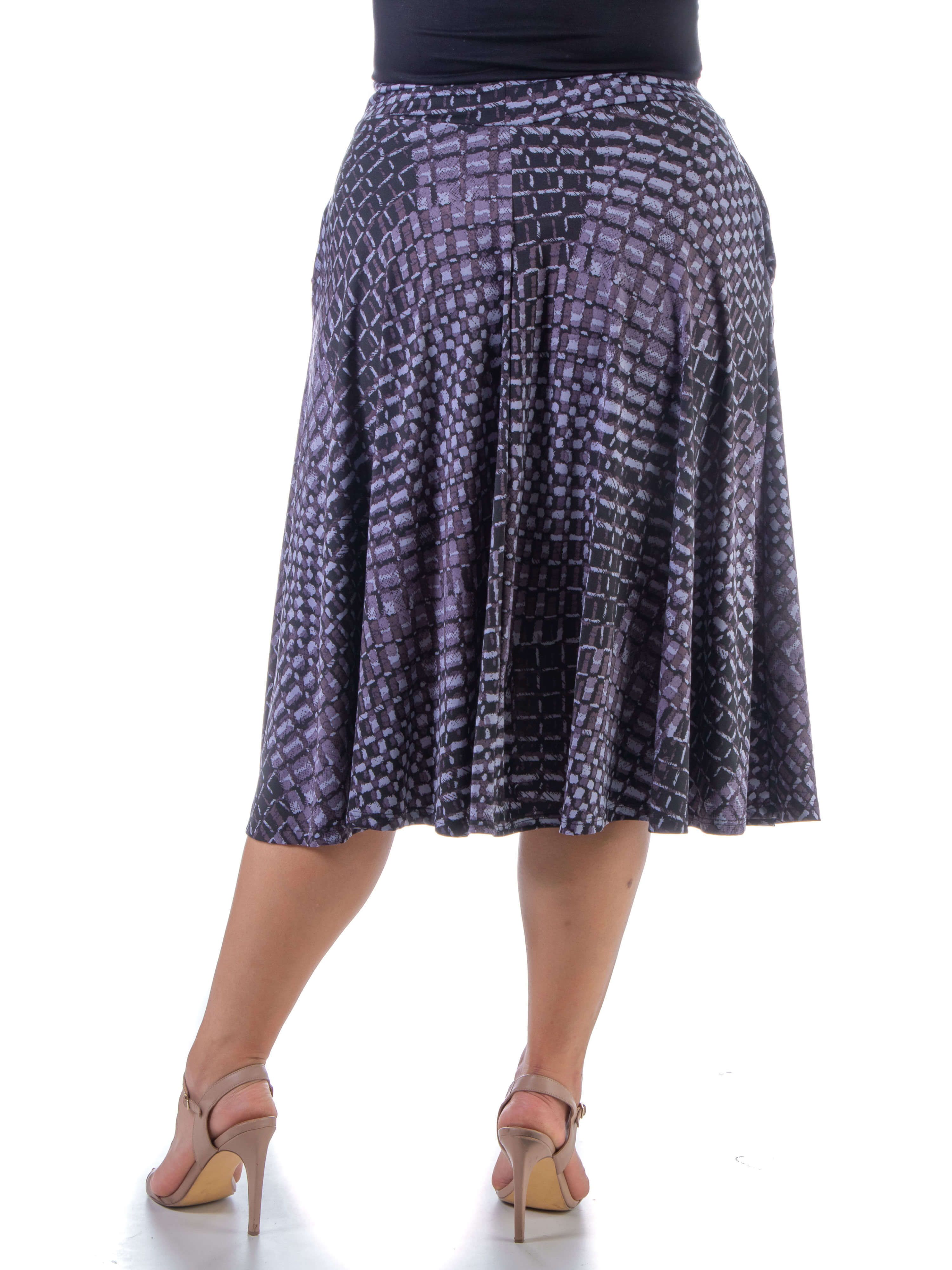 Grey Blue Pleated Plus Size Pocket Midi Skirt sold by 24/7 Comfort Apparel product image thumbnail 3