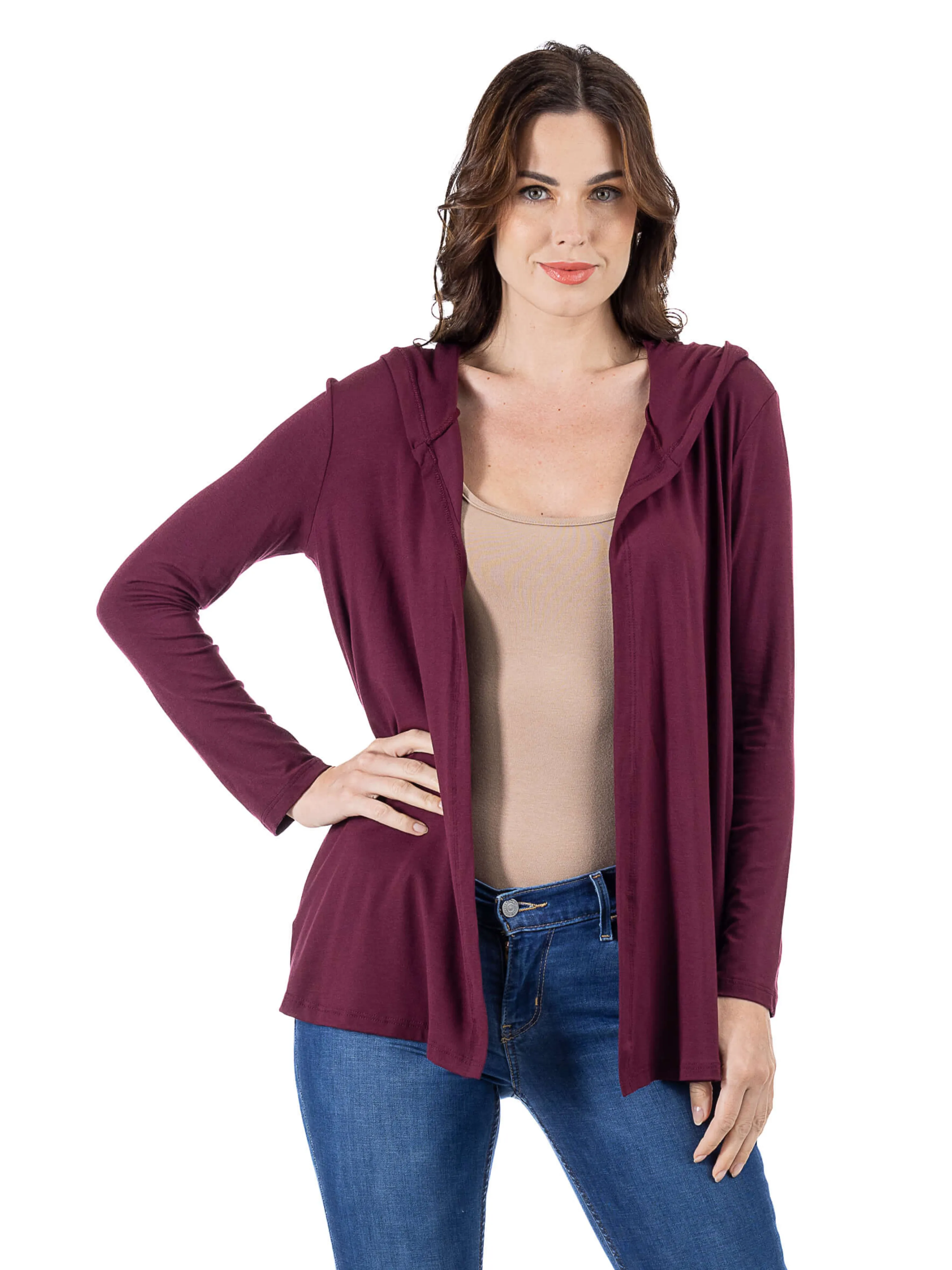 Open Front Lightweight Hooded Cardigan sold by 24/7 Comfort Apparel product image thumbnail 3