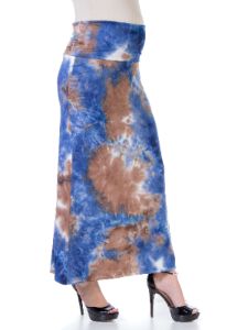 Blue Tie Dye Elastic Waist Casual Maternity Maxi Skirt sold by 24/7 Comfort Apparel