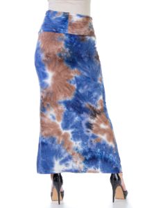 Blue Tie Dye Elastic Waist Casual Maternity Maxi Skirt sold by 24/7 Comfort Apparel