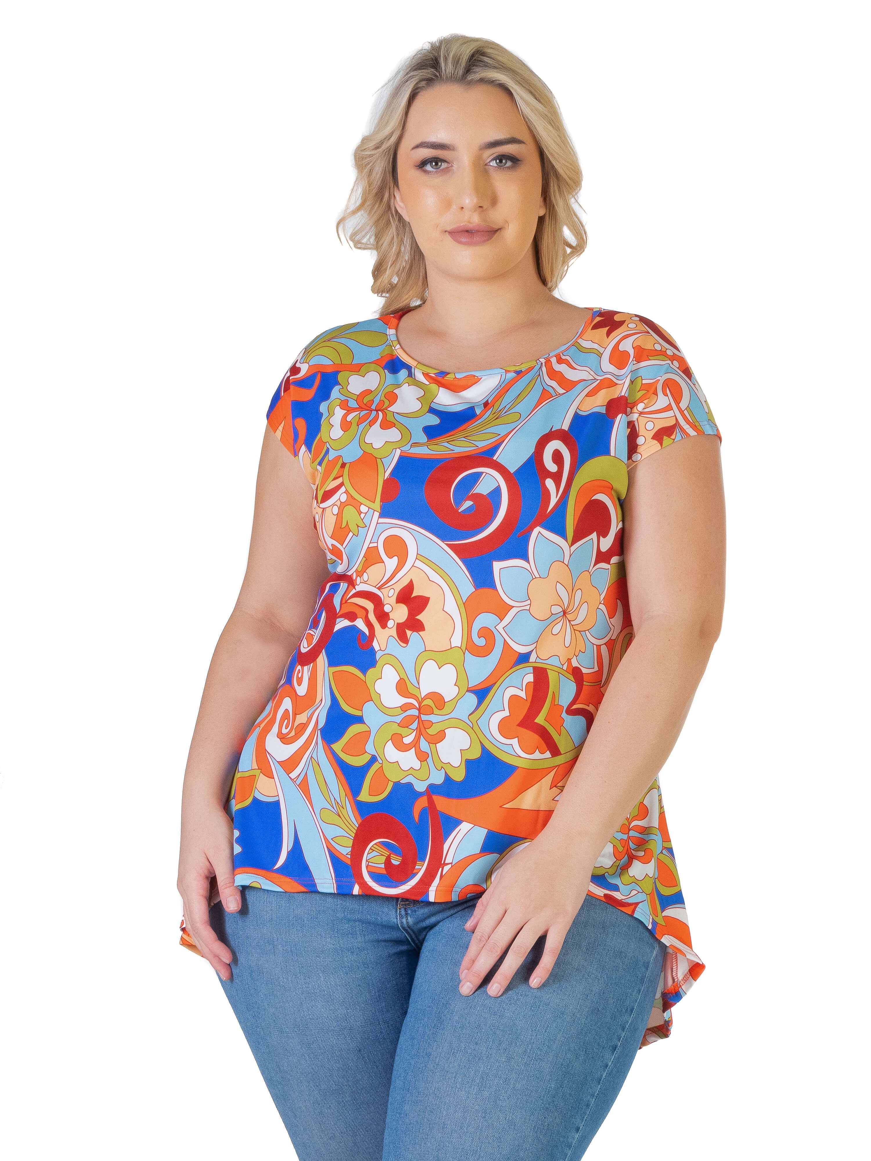 Multicolor Floral Plus Size High Low Tunic Top sold by 24/7 Comfort Apparel product image thumbnail 4
