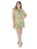 Plus Size Yellow Floral Print One ShoulderRuffle Mini Dress sold by 24/7 Comfort Apparel
