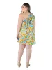 Plus Size Yellow Floral Print One ShoulderRuffle Mini Dress sold by 24/7 Comfort Apparel