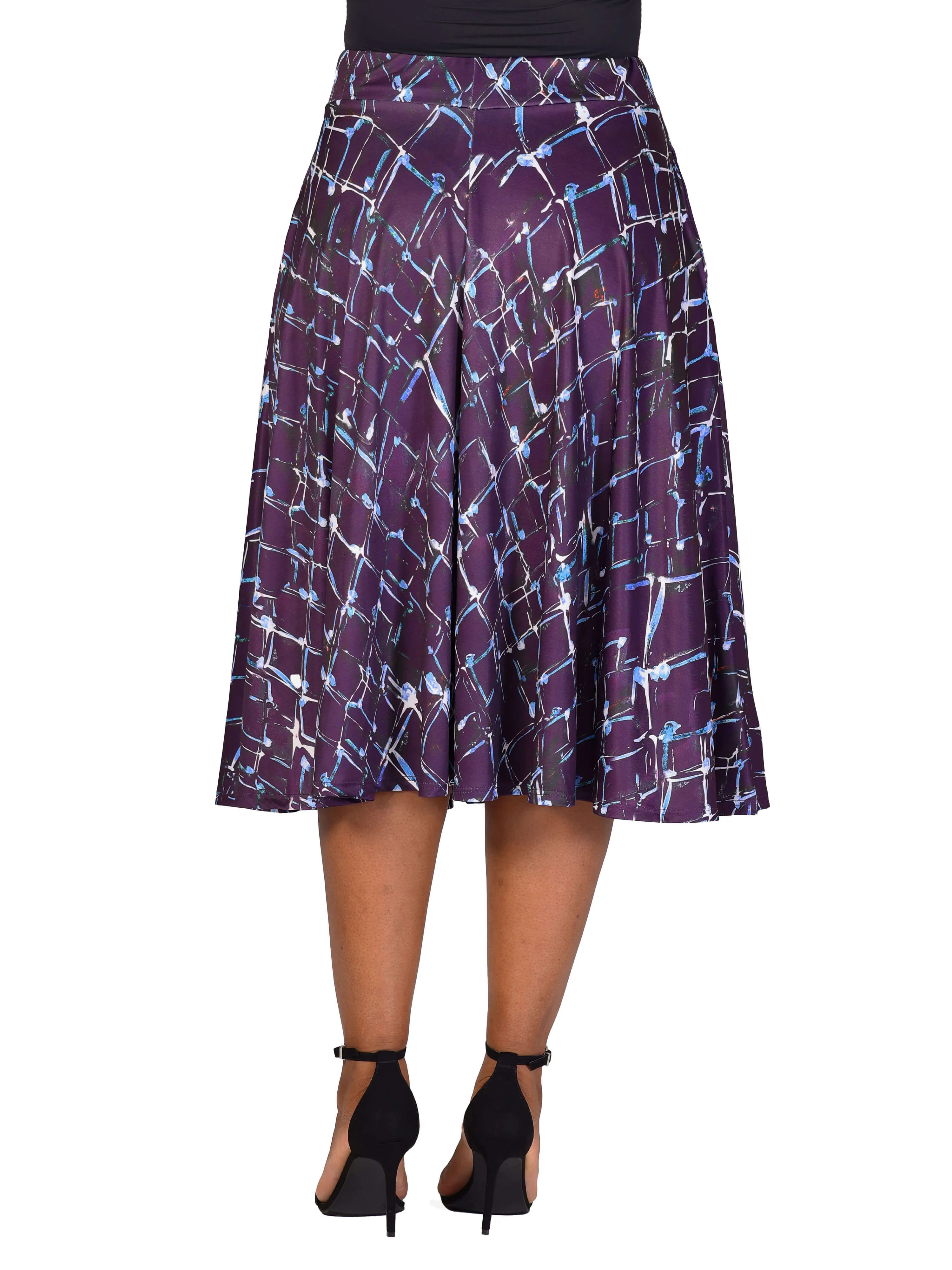 Plus Size Purple Print Elastic Waist Pocket Midi Skirt sold by 24/7 Comfort Apparel product image thumbnail 3