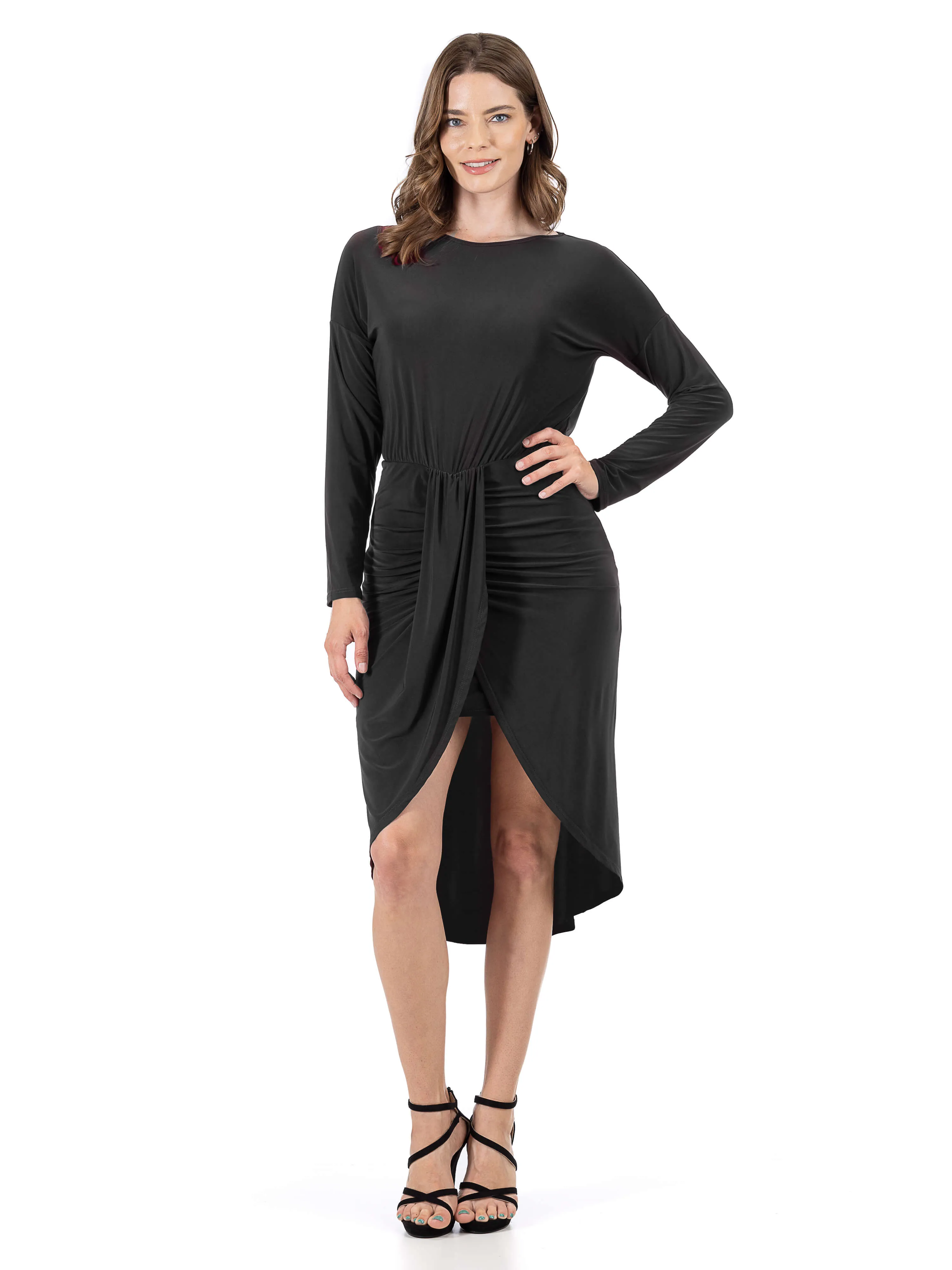 Long Sleeve Dressy Tulip Skirt Knee Length Dress sold by 24/7 Comfort Apparel product image thumbnail 4