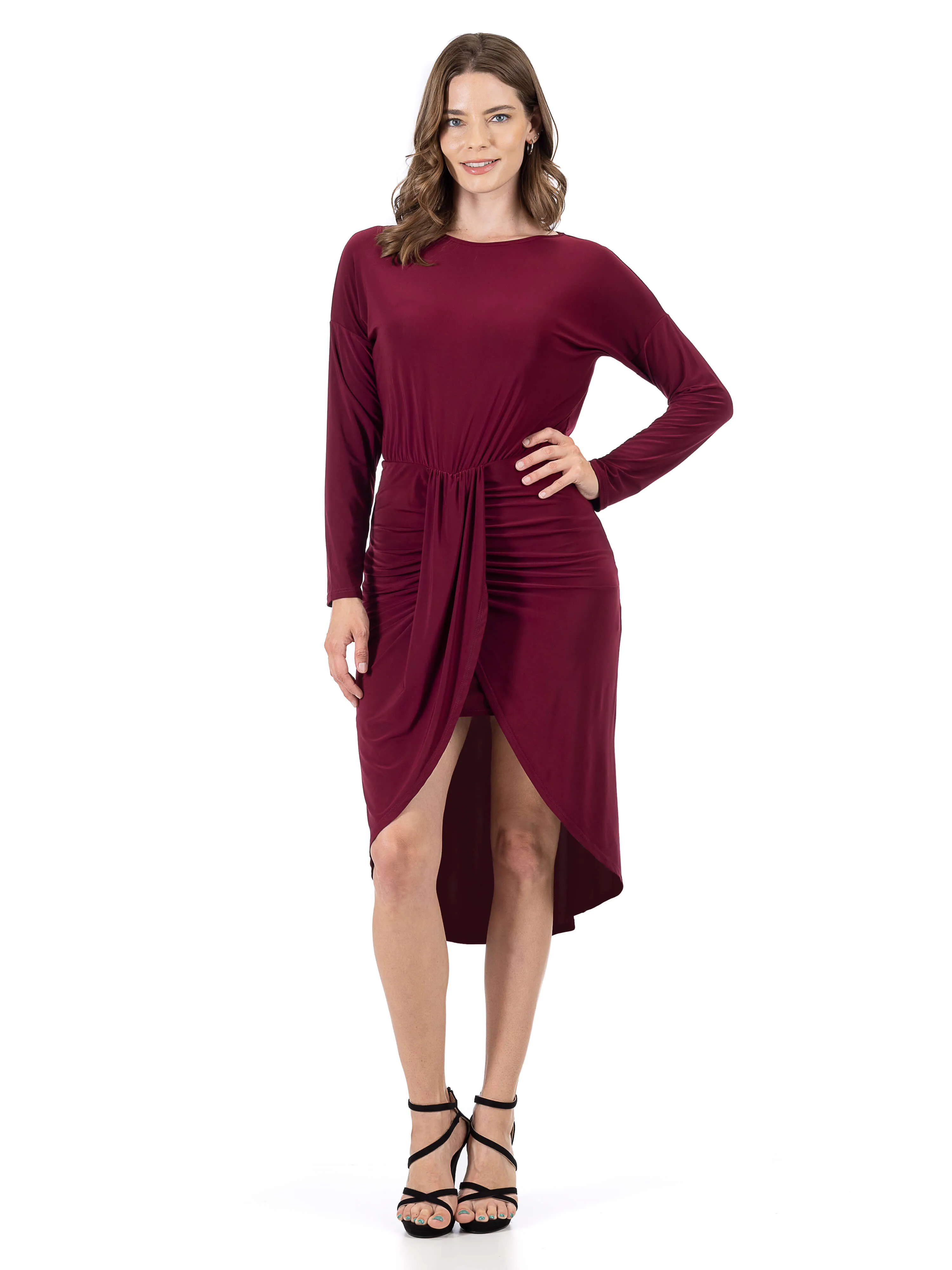 Long Sleeve Dressy Tulip Skirt Knee Length Dress sold by 24/7 Comfort Apparel product image thumbnail 2
