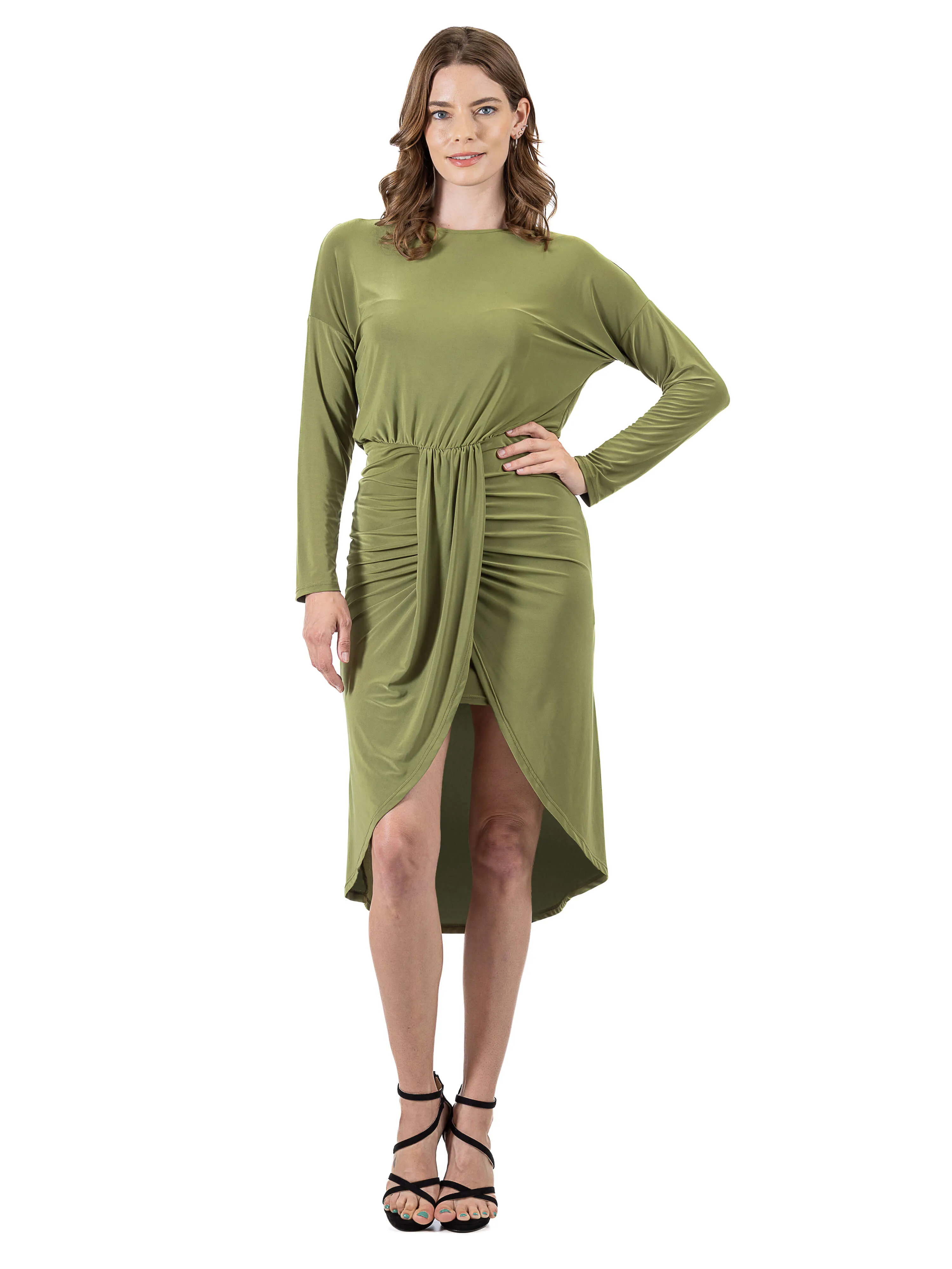 Long Sleeve Dressy Tulip Skirt Knee Length Dress sold by 24/7 Comfort Apparel product image thumbnail 3