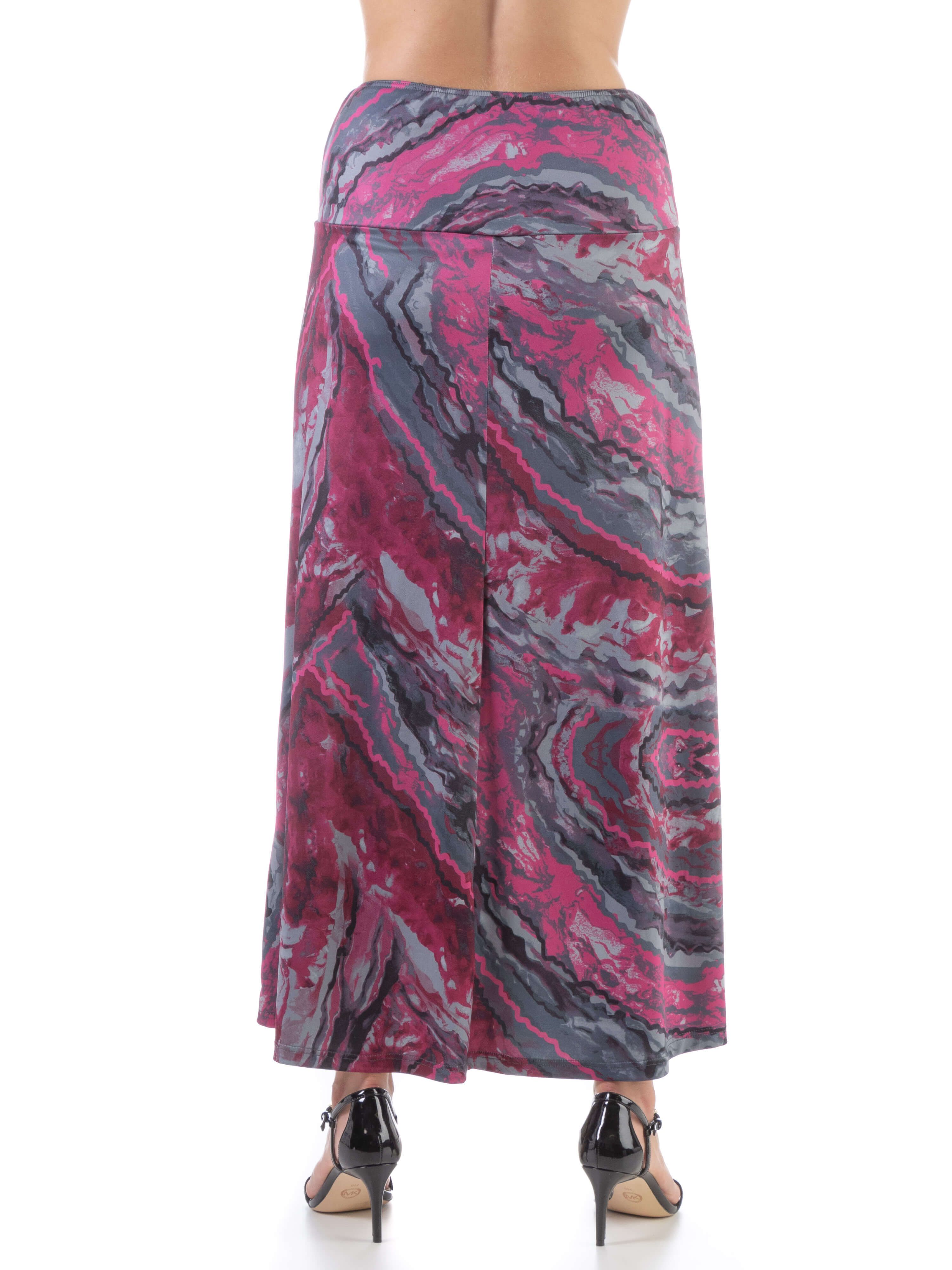 Pink Print Elastic Waist Ankle Length Maxi Skirt sold by 24/7 Comfort Apparel product image thumbnail 3