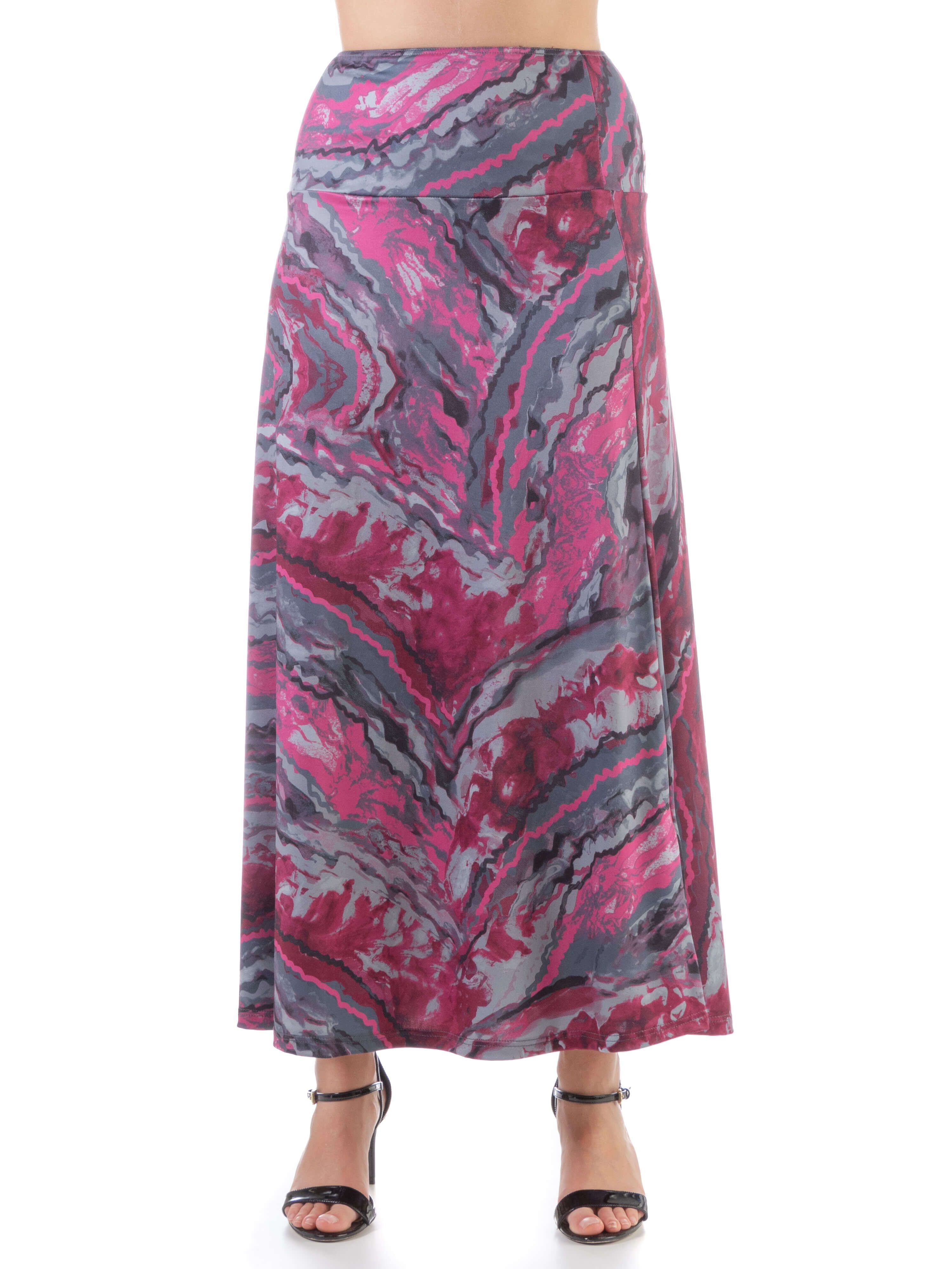 Pink Print Elastic Waist Ankle Length Maxi Skirt sold by 24/7 Comfort Apparel product image thumbnail 2