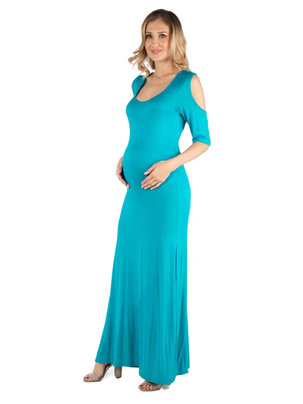 Half Sleeve Open Shoulder Maternity Maxi Dress sold by 24/7 Comfort Apparel