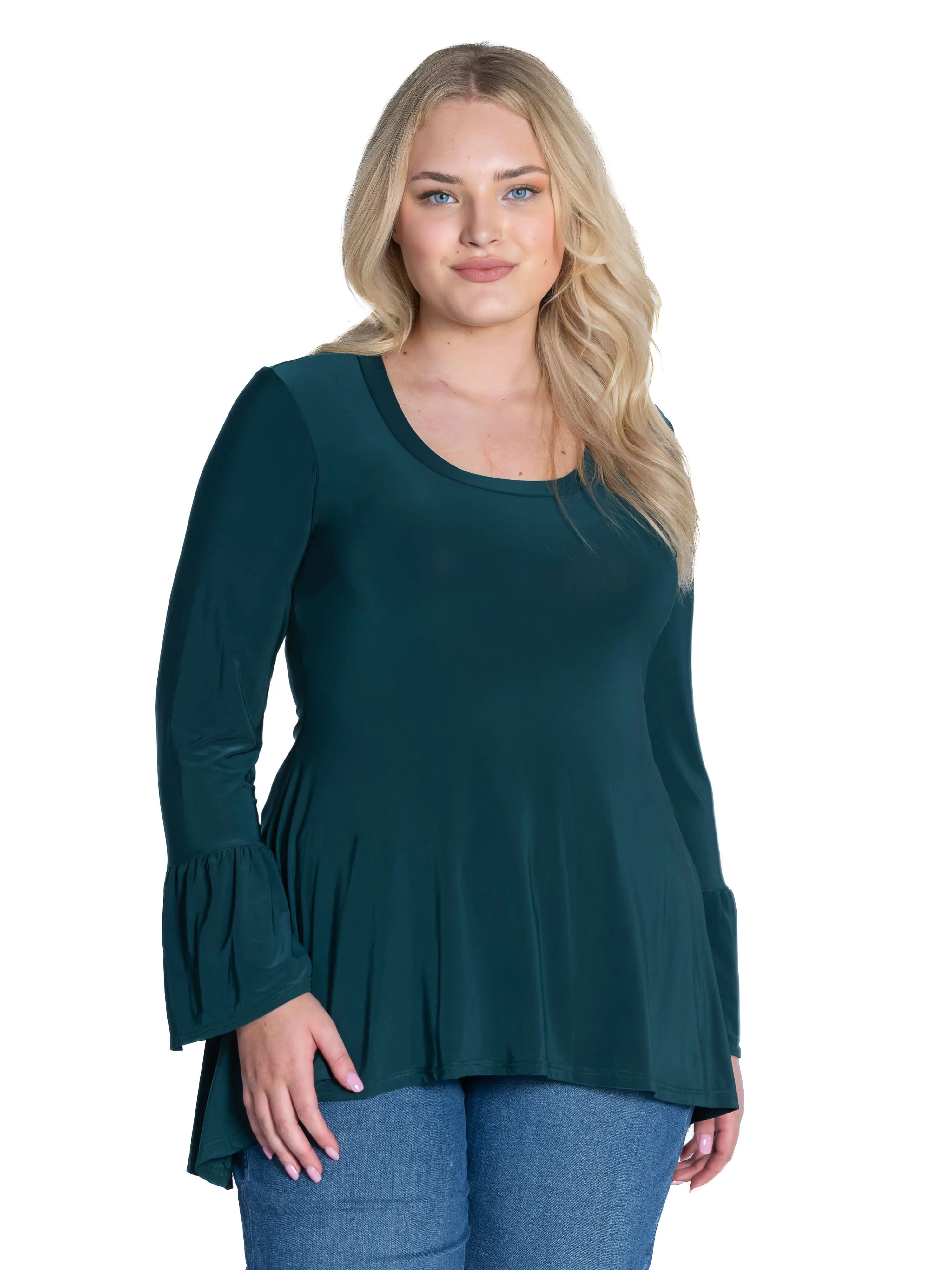 Long Bell Sleeve High Low Plus Size Tunic Top sold by 24/7 Comfort Apparel product image thumbnail 4