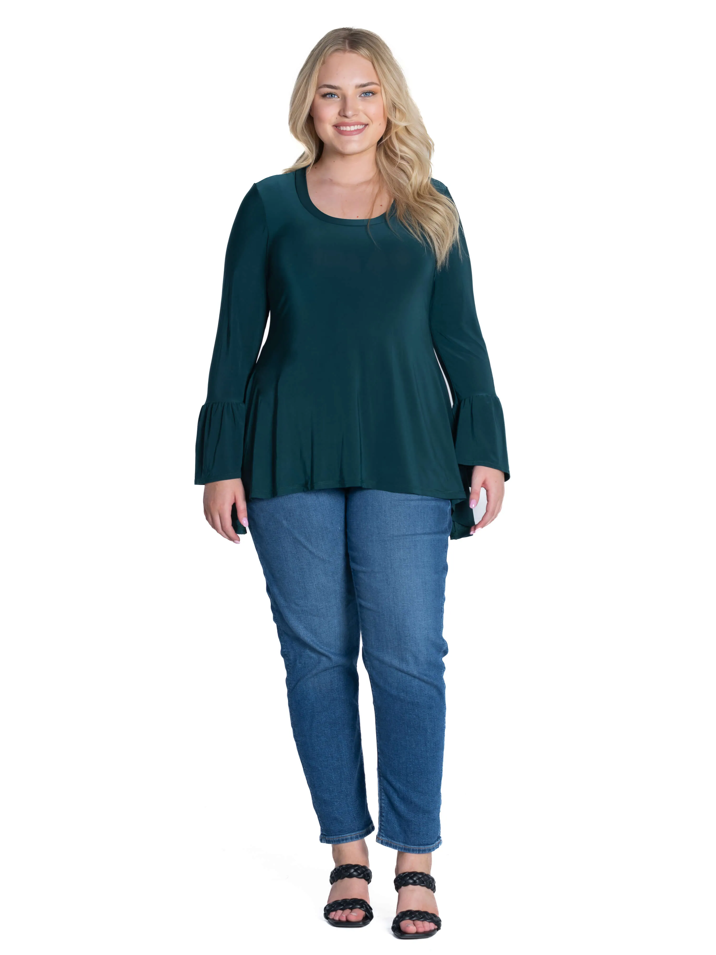 Long Bell Sleeve High Low Plus Size Tunic Top sold by 24/7 Comfort Apparel product image thumbnail 5