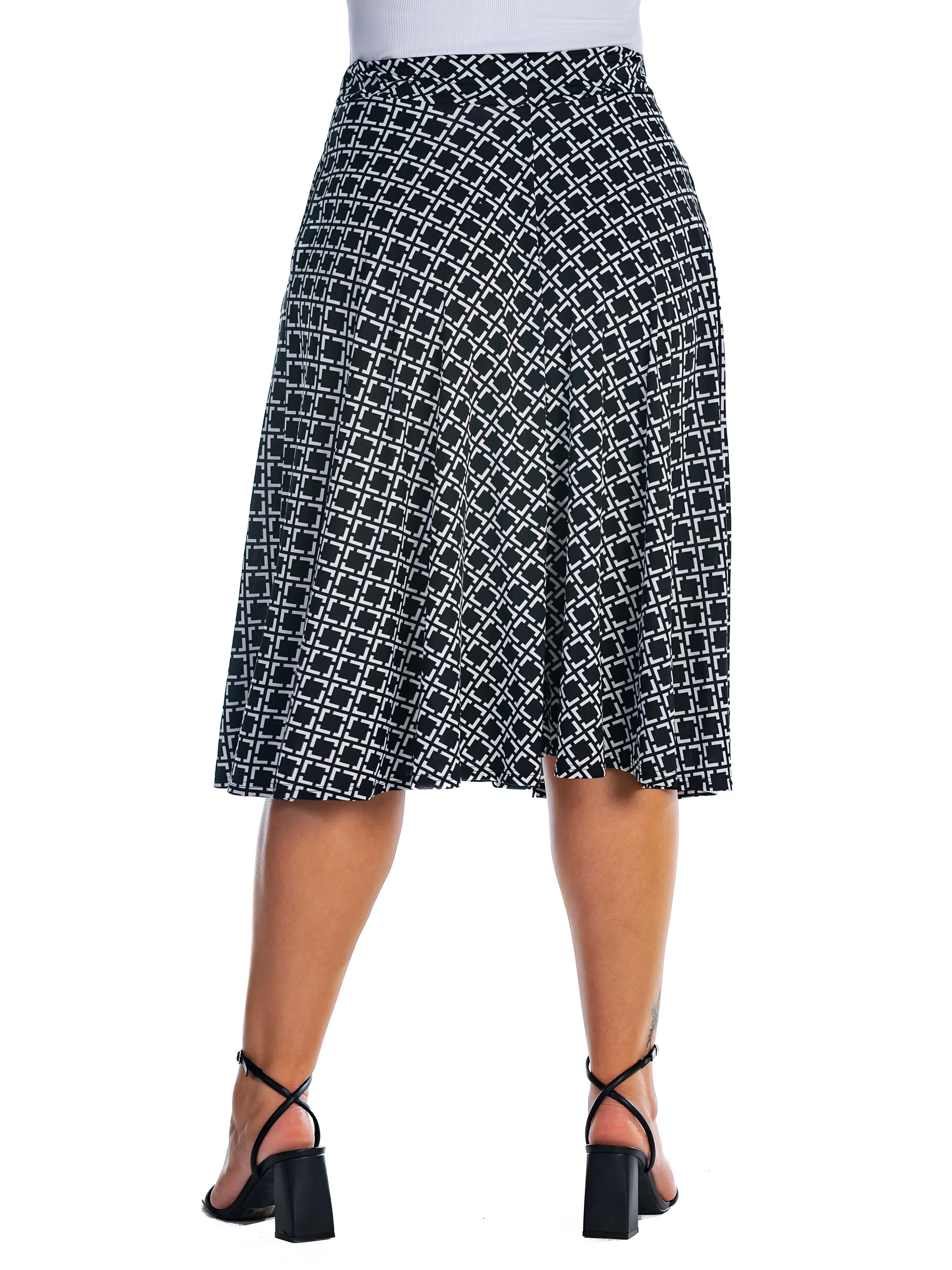 Black Diamond Print A Line Plus Size Midi Skirt with Pockets sold by 24/7 Comfort Apparel product image thumbnail 4