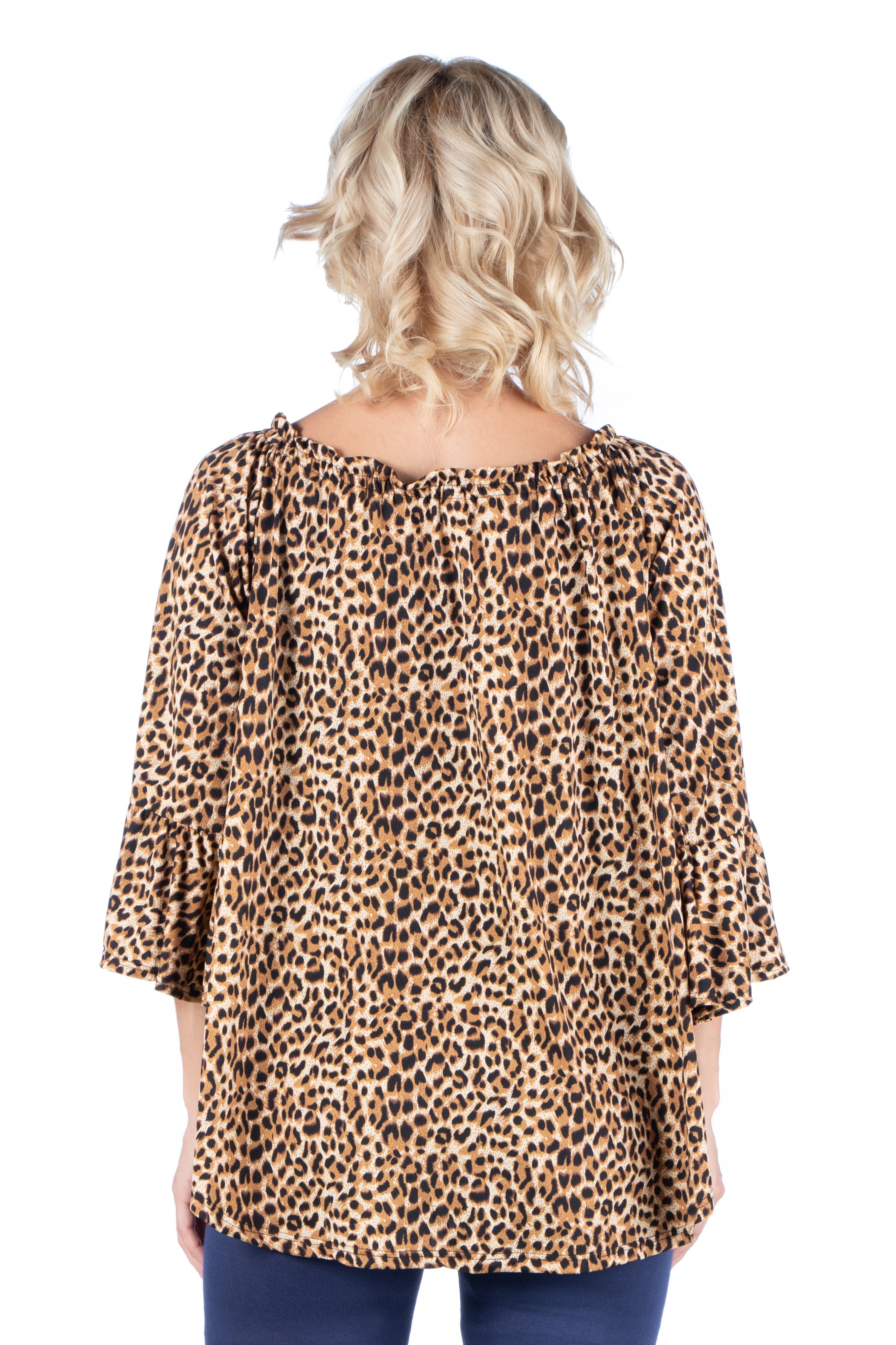 Brown Animal Print Elastic Neckline Maternity Tunic Top sold by 24/7 Comfort Apparel product image thumbnail 2