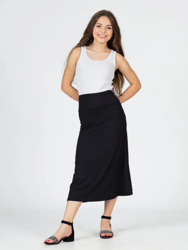 24seven Comfort Apparel Elastic Waistline Girls Maxi Skirt sold by 24/7 Comfort Apparel