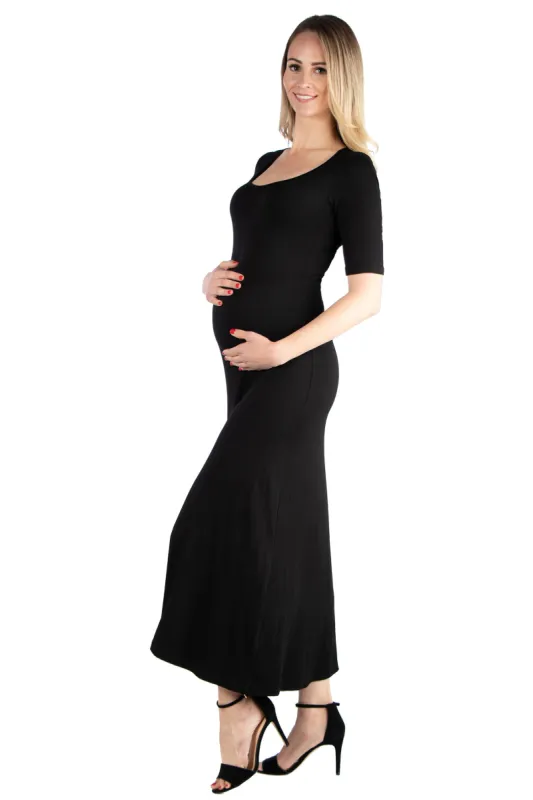 Casual Maternity Maxi Dress With Sleeves sold by 24/7 Comfort Apparel