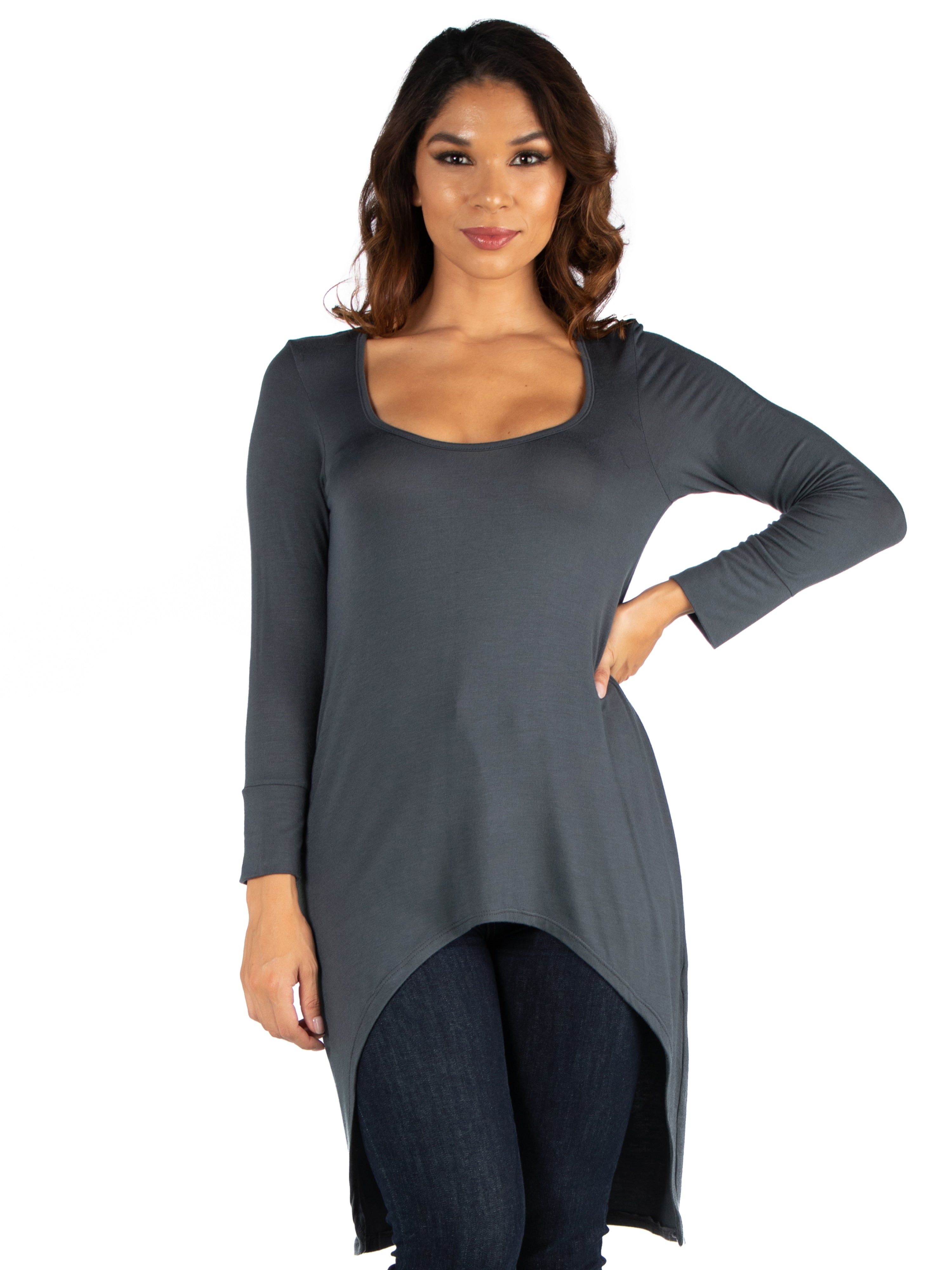 Long Sleeve Hi Low Tunic Top sold by 24/7 Comfort Apparel product image thumbnail 3