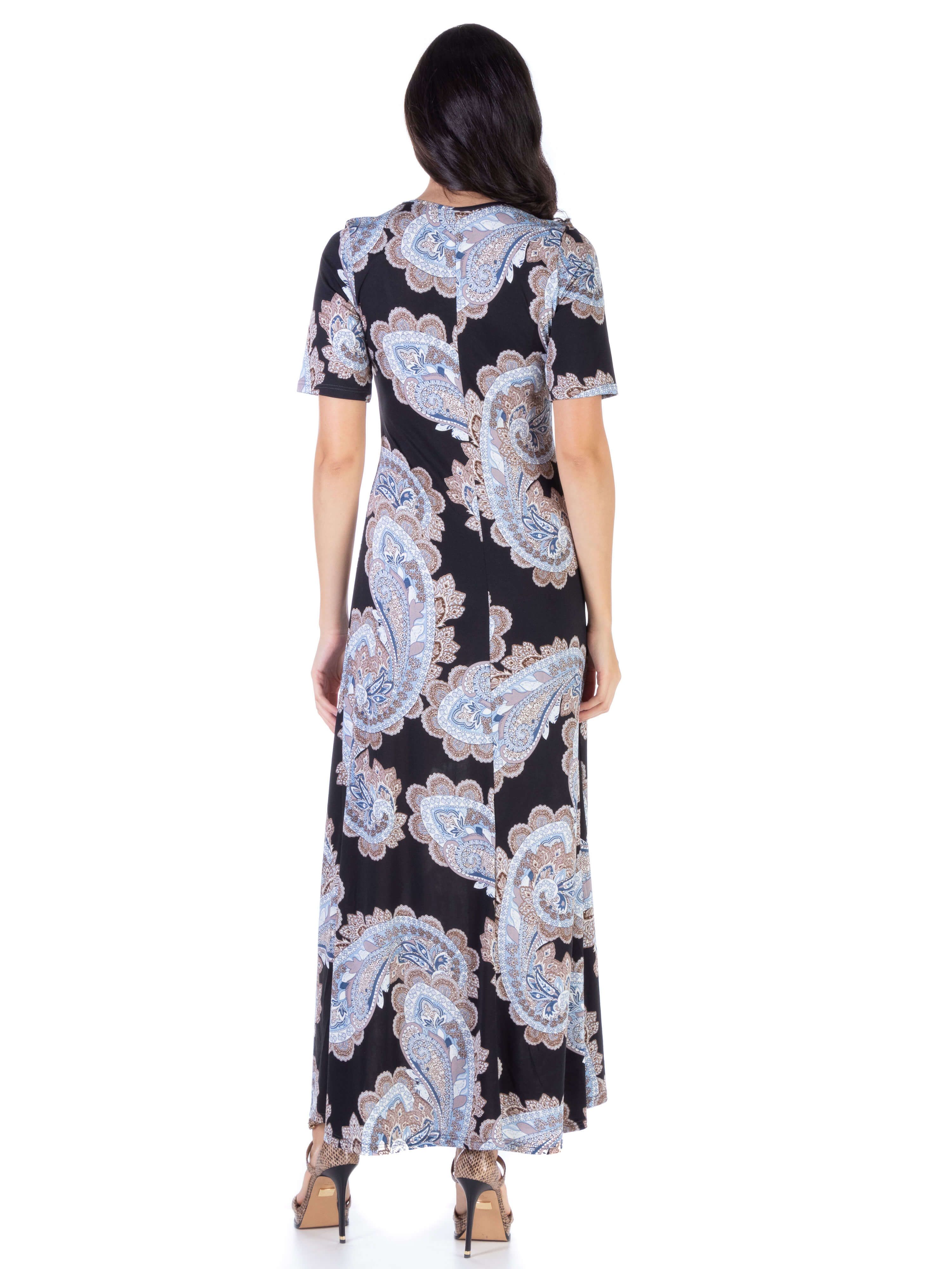 Womens Paisley Elbow Sleeve Loose Long Casual Maxi Dress sold by 24/7 Comfort Apparel product image thumbnail 4