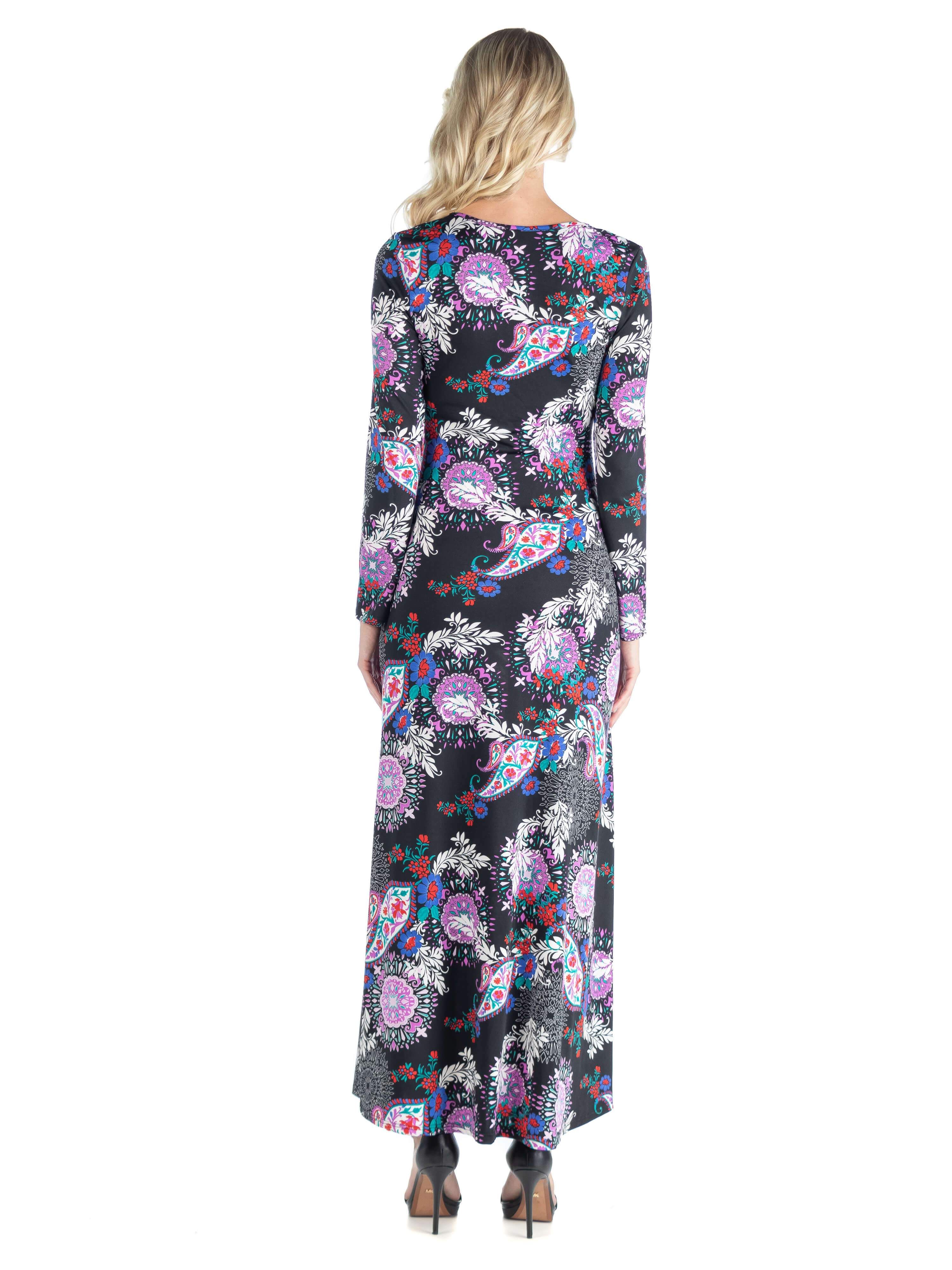 Maternity Black Paisley Long Sleeve A Line Maxi Dress sold by 24/7 Comfort Apparel product image thumbnail 3