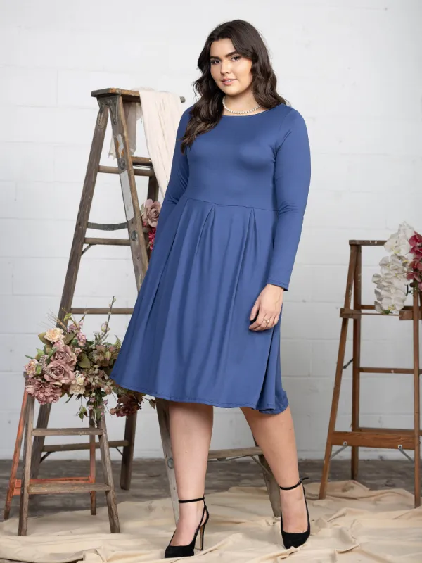 Long Sleeve Fit and Flare Plus Size Midi Dress sold by 24/7 Comfort Apparel