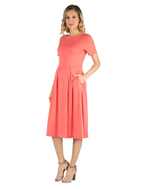 Maternity Midi Dress with Short Sleeve and Pocket Detail sold by 24/7 Comfort Apparel
