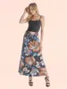 Black Floral Print Elastic Waist Comfortable Ankle Length Maxi Skirt sold by 24/7 Comfort Apparel