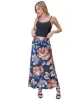 Black Floral Print Elastic Waist Comfortable Ankle Length Maxi Skirt sold by 24/7 Comfort Apparel