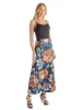 Black Floral Print Elastic Waist Comfortable Ankle Length Maxi Skirt sold by 24/7 Comfort Apparel