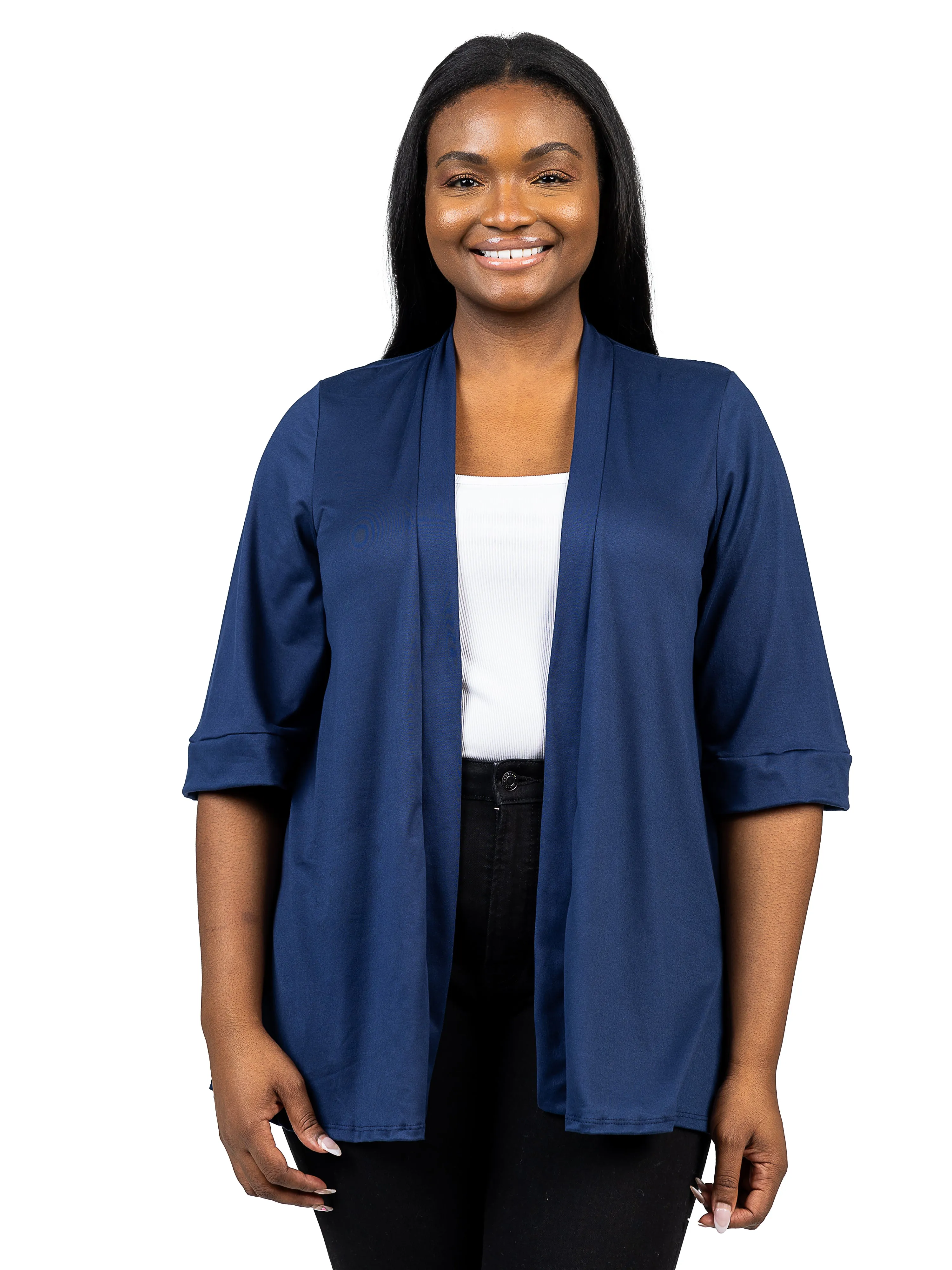 Elbow Length Sleeve Open Front Plus Size Cardigan sold by 24/7 Comfort Apparel product image thumbnail 2