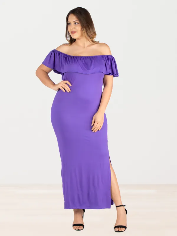 Ruffle Off The Shoulder Plus Size Maxi Dress sold by 24/7 Comfort Apparel