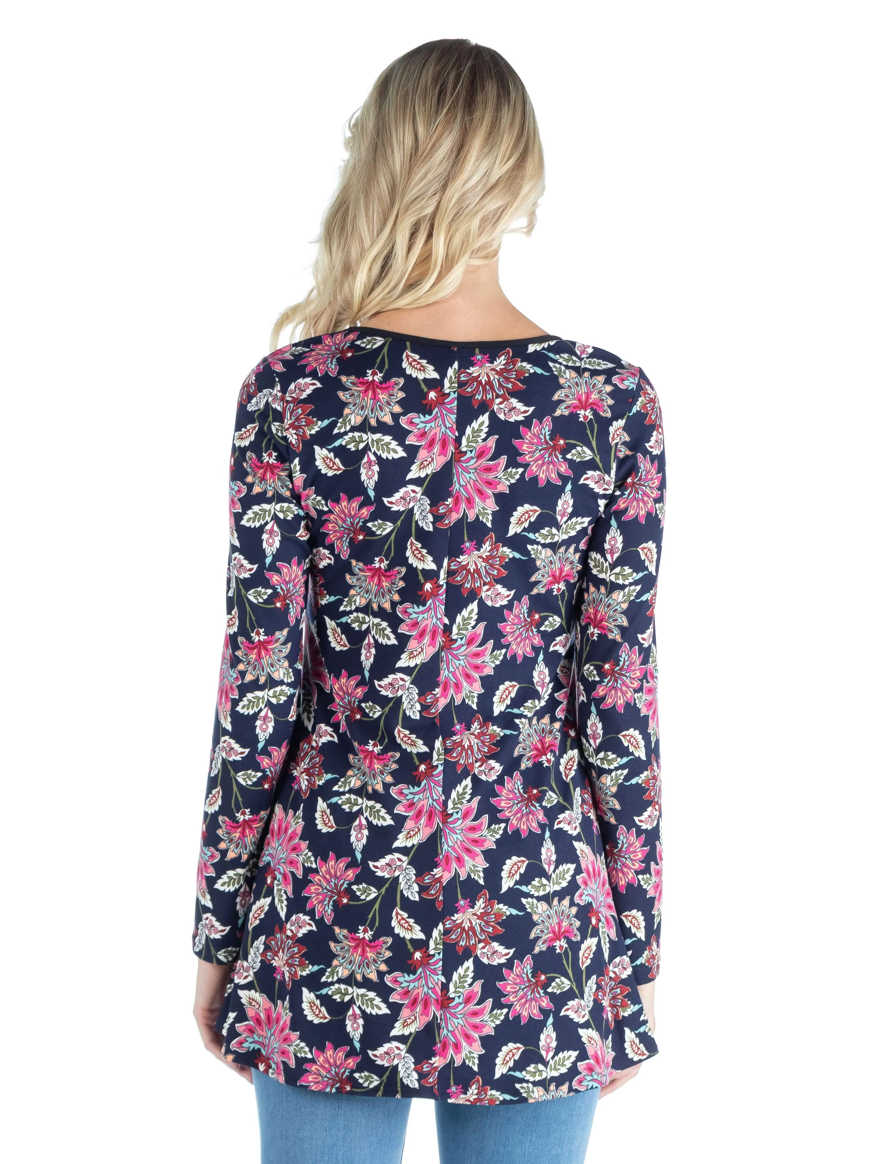 Maternity Navy Floral Print Long Sleeve Tunic Top sold by 24/7 Comfort Apparel product image thumbnail 3