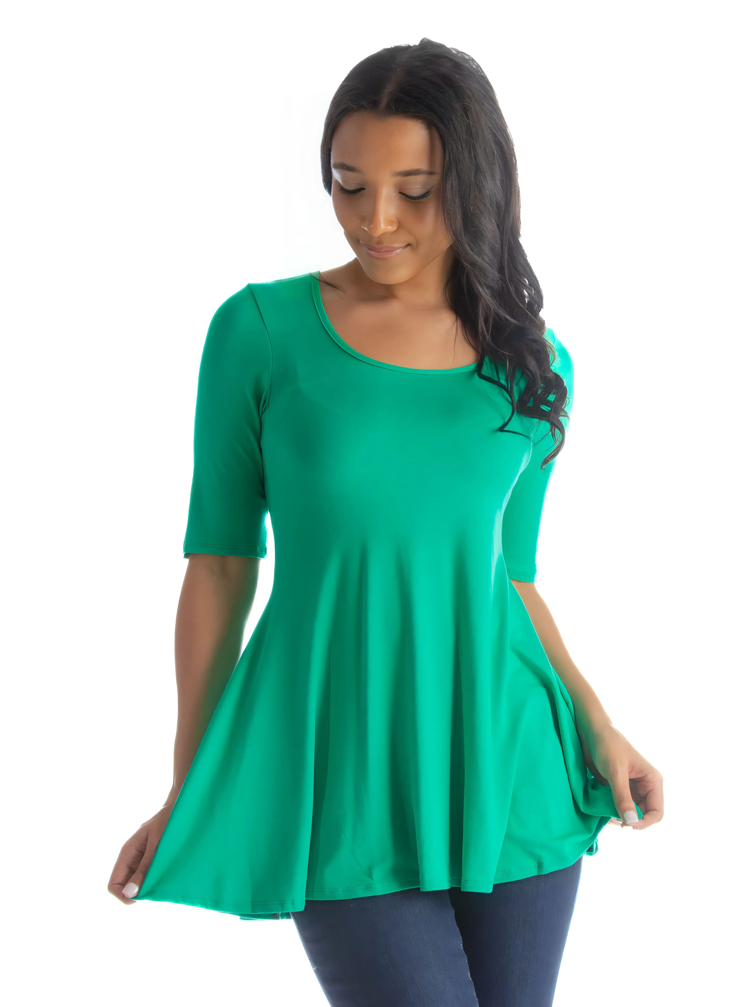 Elbow Sleeve Swing Tunic Top For Women sold by 24/7 Comfort Apparel product image thumbnail 5