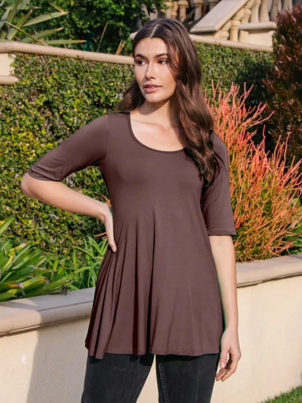 Elbow Sleeve Swing Tunic Top For Women sold by 24/7 Comfort Apparel