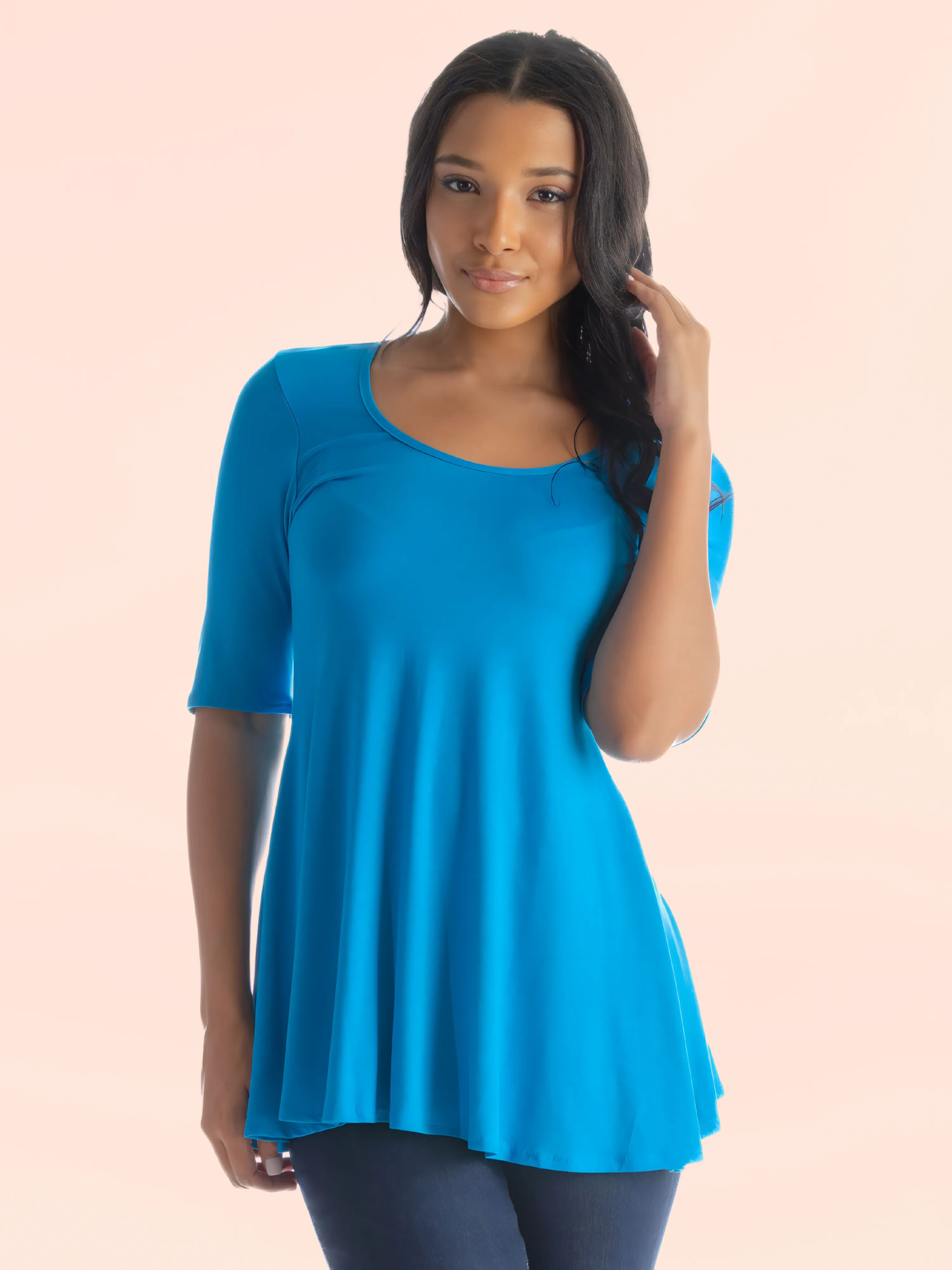 Elbow Sleeve Swing Tunic Top For Women sold by 24/7 Comfort Apparel product image thumbnail 2