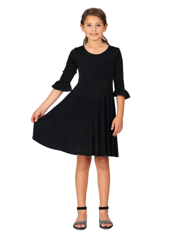 24seven Comfort Apparel Girls Elbow Length Sleeve Fit and Flare Party Dress sold by 24/7 Comfort Apparel