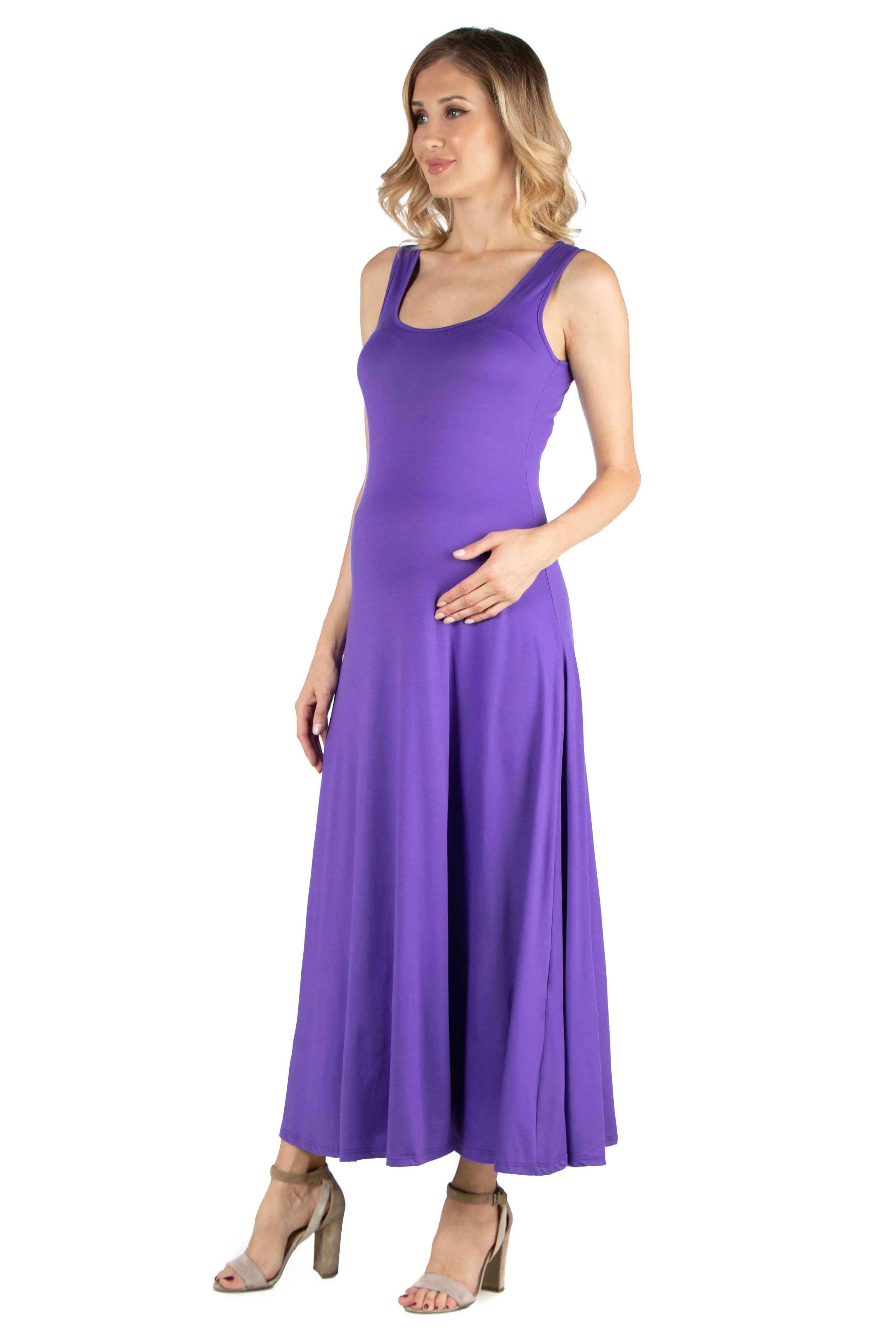 Slim fit A Line Sleeveless Maternity Maxi Dress sold by 24/7 Comfort Apparel product image thumbnail 3