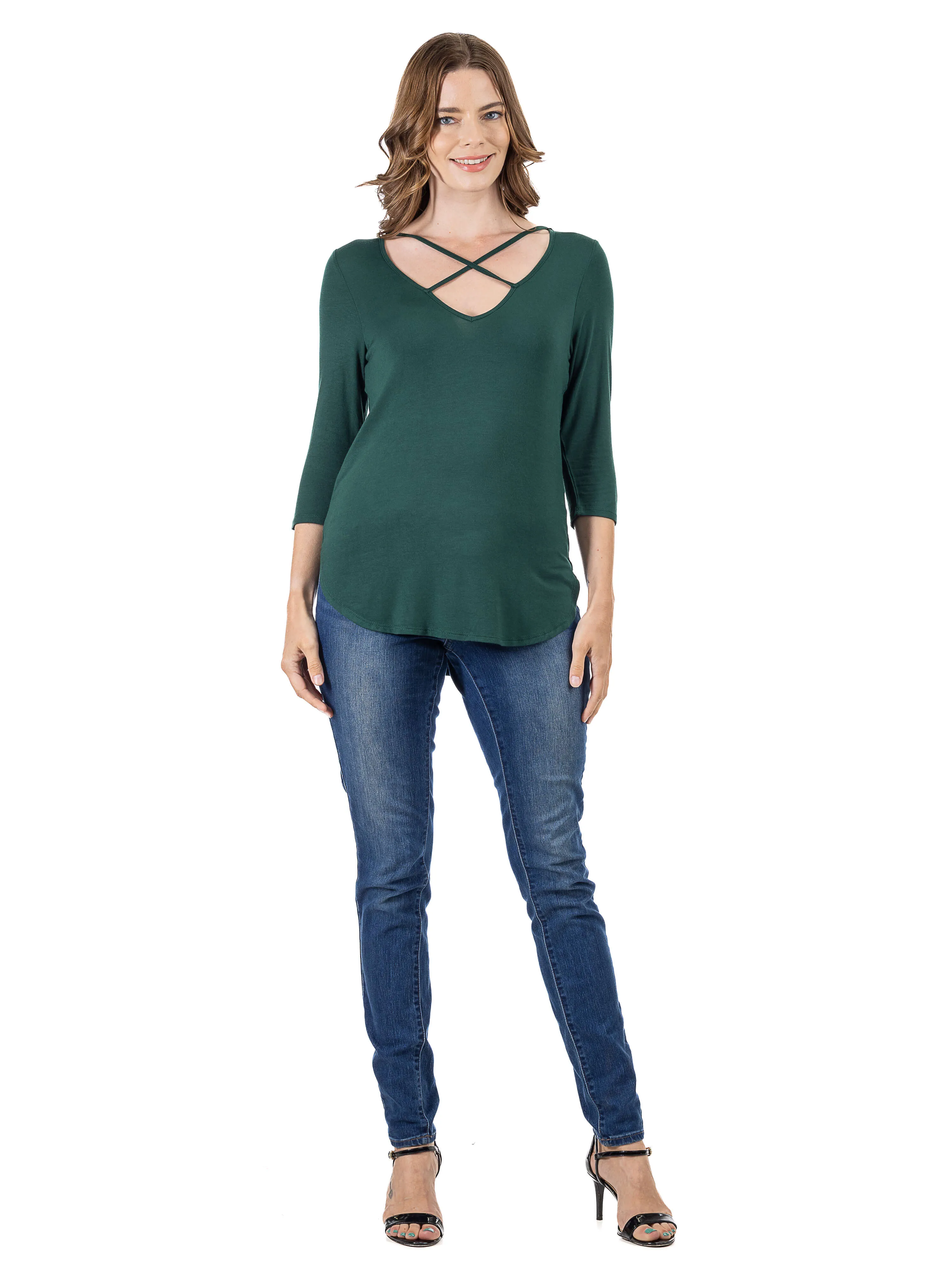 Criss Cross Round Hemline Tunic Top sold by 24/7 Comfort Apparel product image thumbnail 3