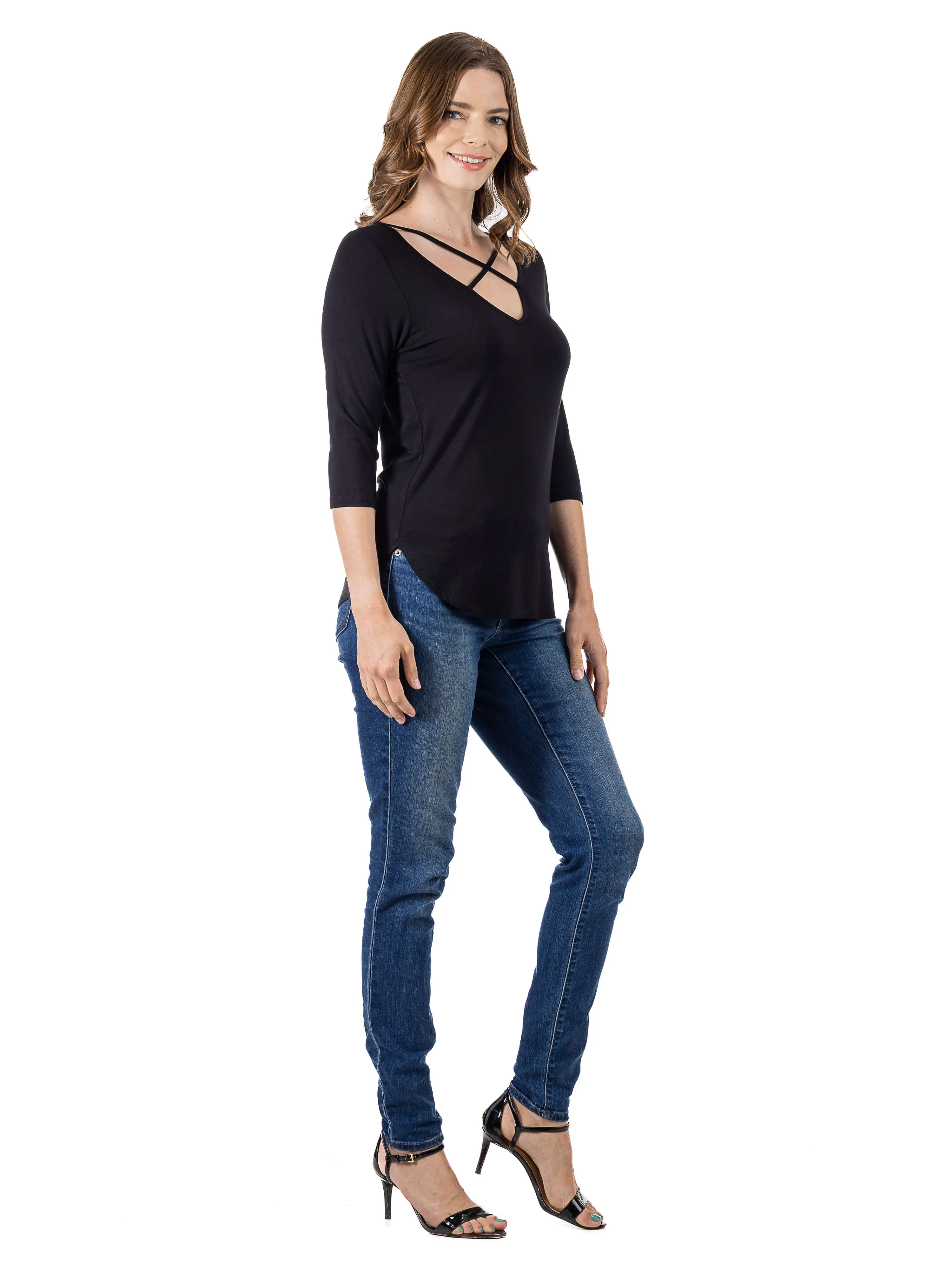 Criss Cross Round Hemline Tunic Top sold by 24/7 Comfort Apparel product image thumbnail 4