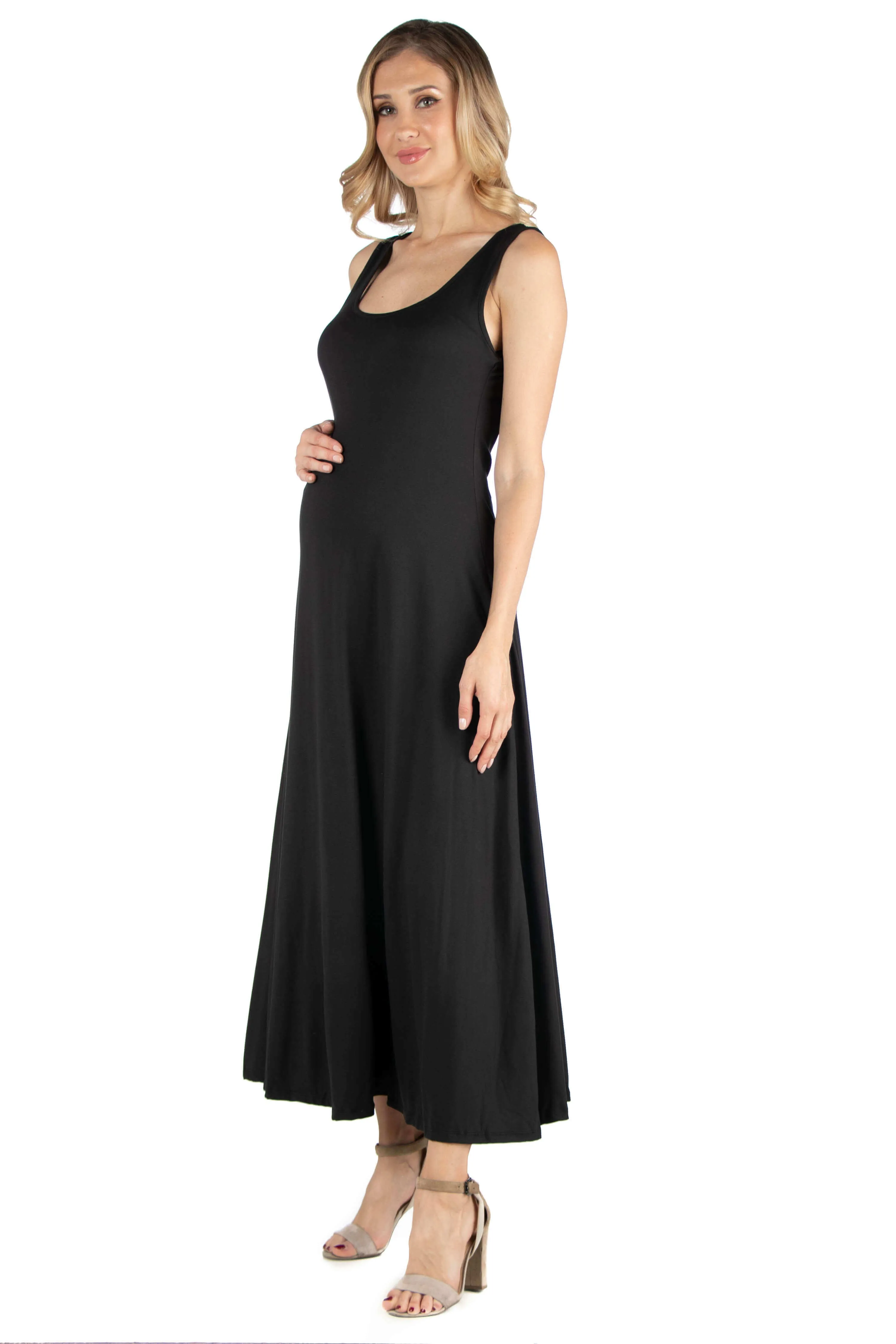 Slim fit A Line Sleeveless Maternity Maxi Dress sold by 24/7 Comfort Apparel product image thumbnail 2