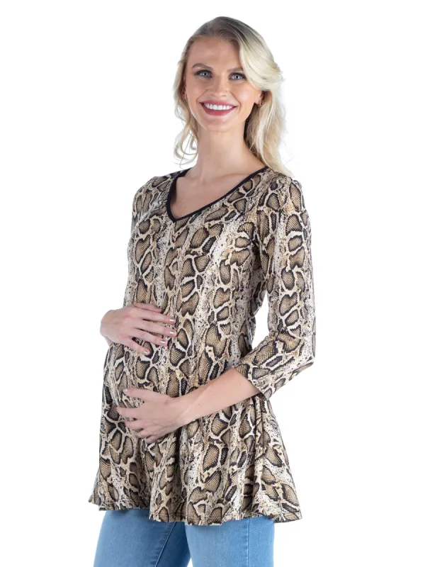 Maternity Snake Print Three Quarter Sleeve Tunic Top sold by 24/7 Comfort Apparel