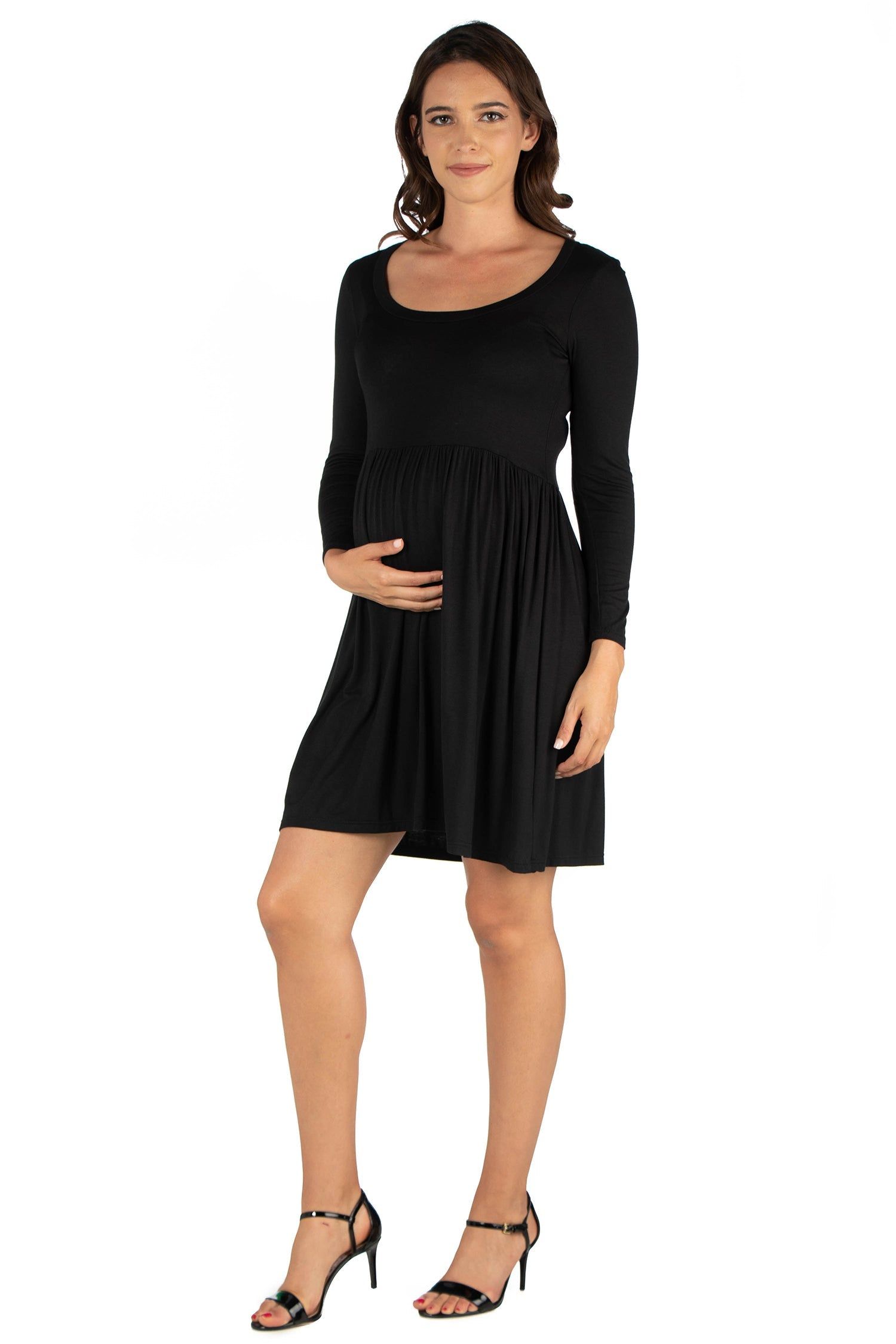 Long Sleeve Pleated Maternity Dress sold by 24/7 Comfort Apparel product image thumbnail 3