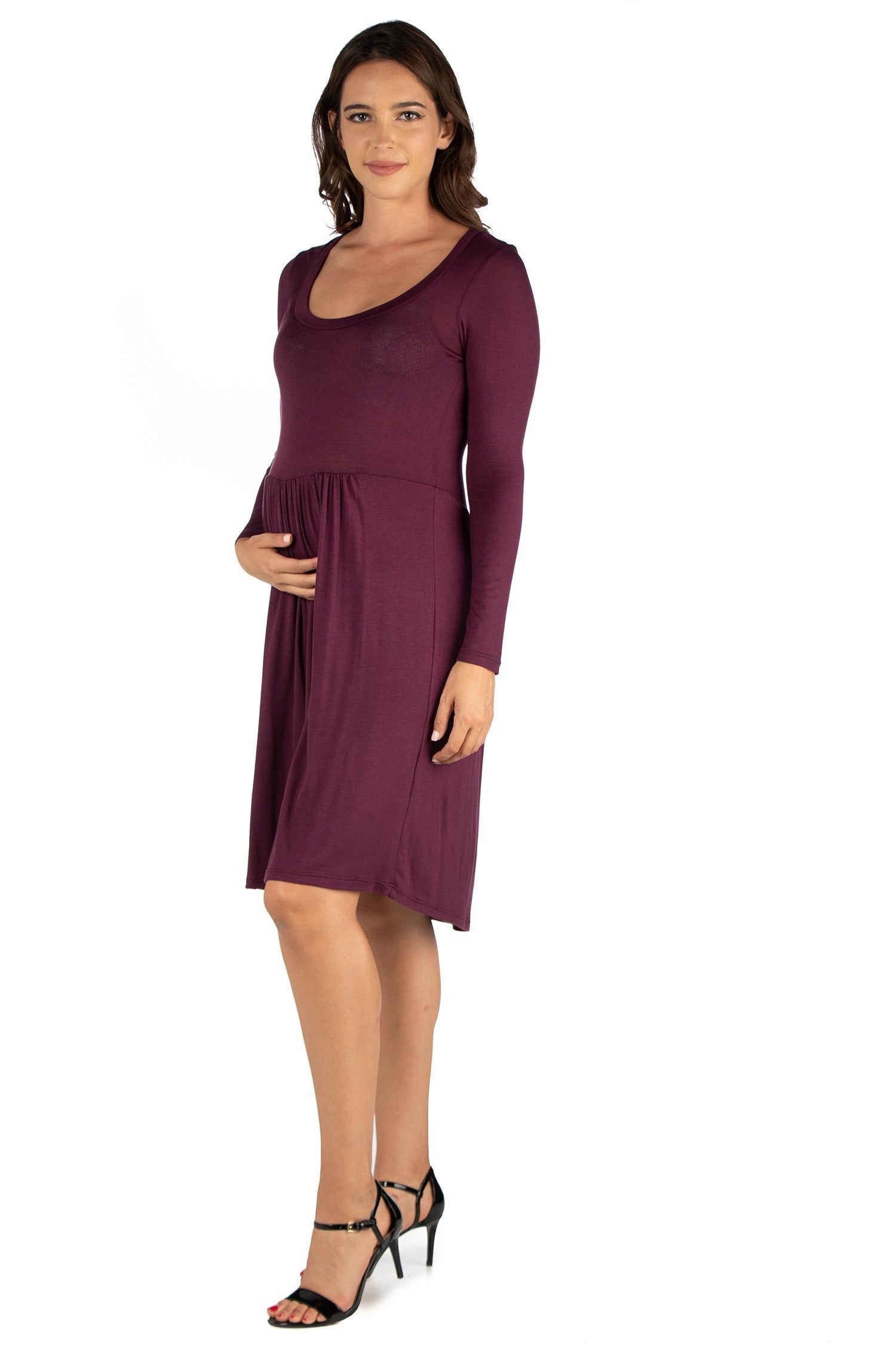Long Sleeve Pleated Maternity Dress sold by 24/7 Comfort Apparel product image thumbnail 4