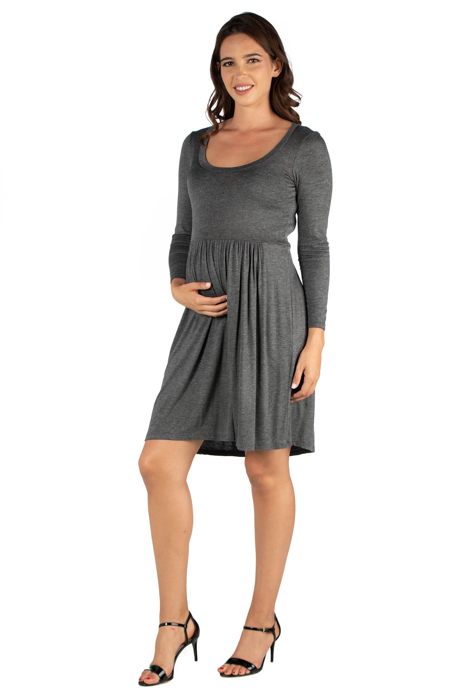 Long Sleeve Pleated Maternity Dress sold by 24/7 Comfort Apparel product image thumbnail 2