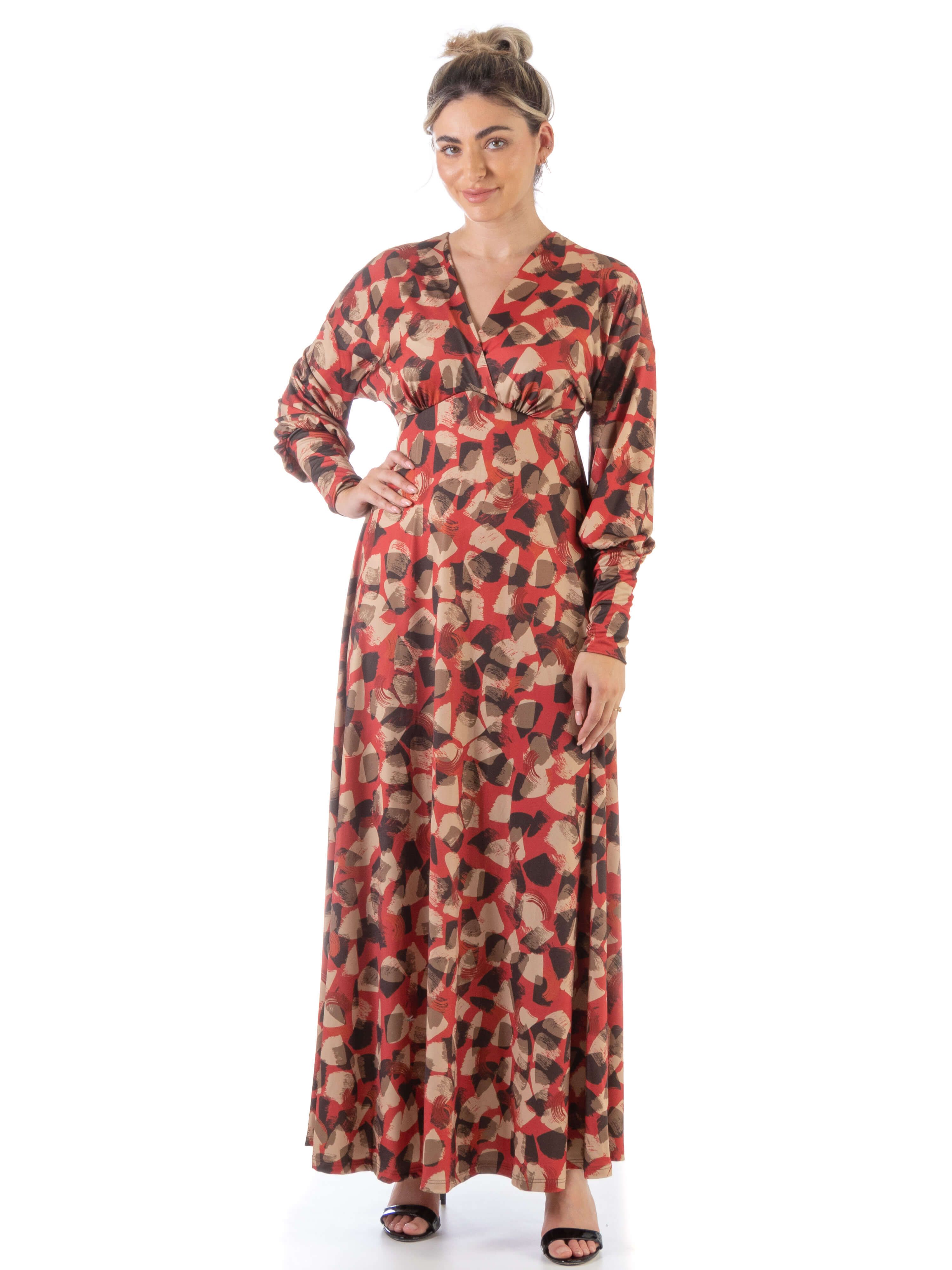 Print Dolman Long Sleeve Flowy Maxi Dress sold by 24/7 Comfort Apparel