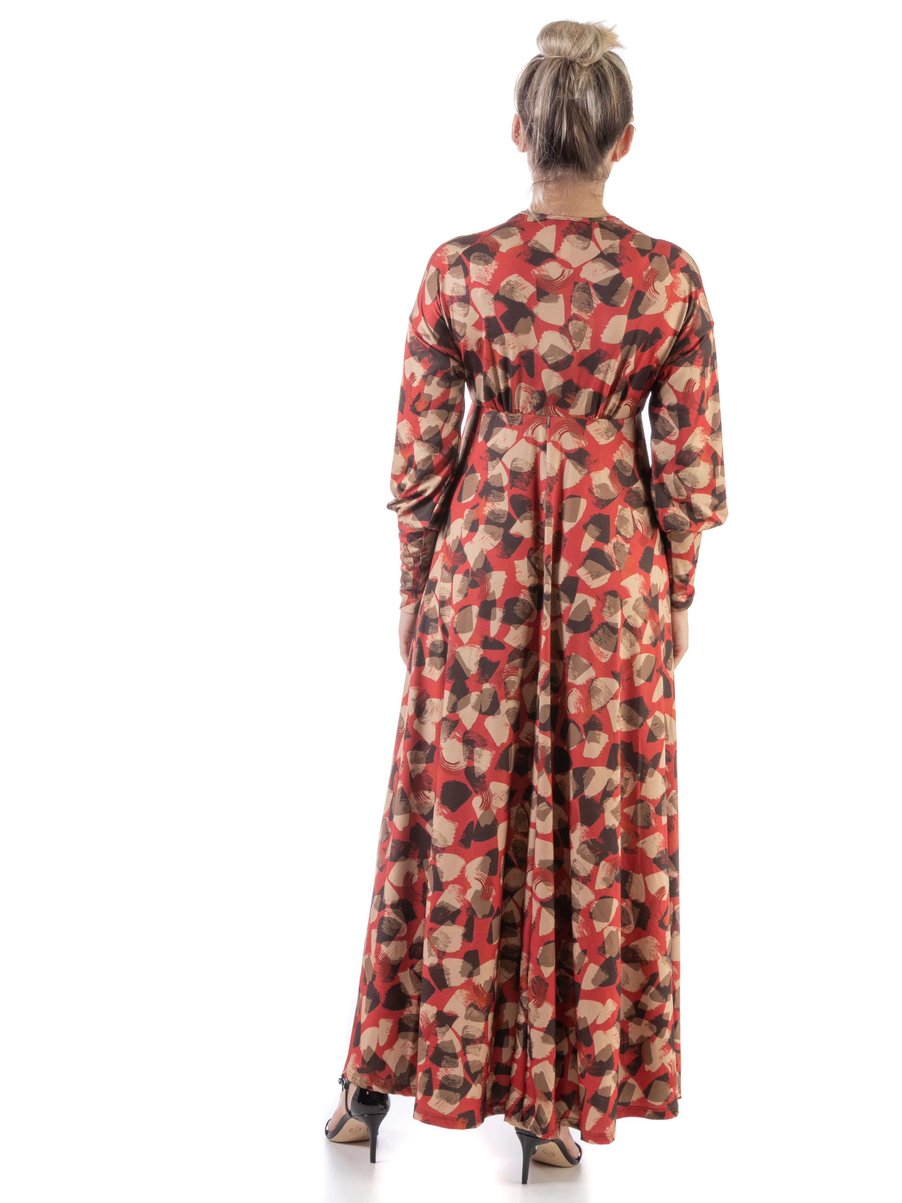 Print Dolman Long Sleeve Flowy Maxi Dress sold by 24/7 Comfort Apparel product image thumbnail 3