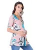 Pink Floral Elbow Sleeve Henley Maternity Tunic Top sold by 24/7 Comfort Apparel