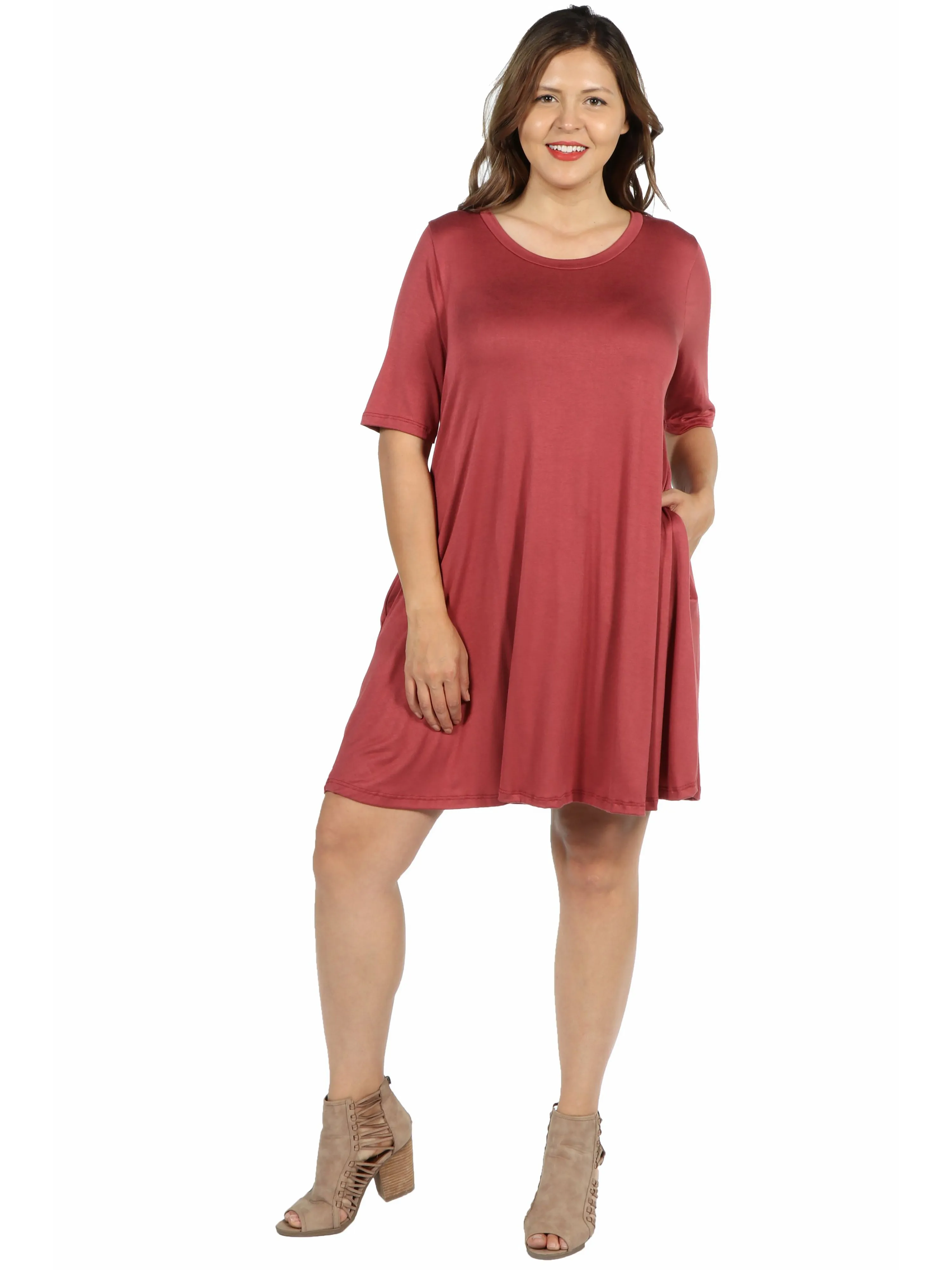 Knee Length Plus Size Pocket T Shirt Dress sold by 24/7 Comfort Apparel product image thumbnail 2